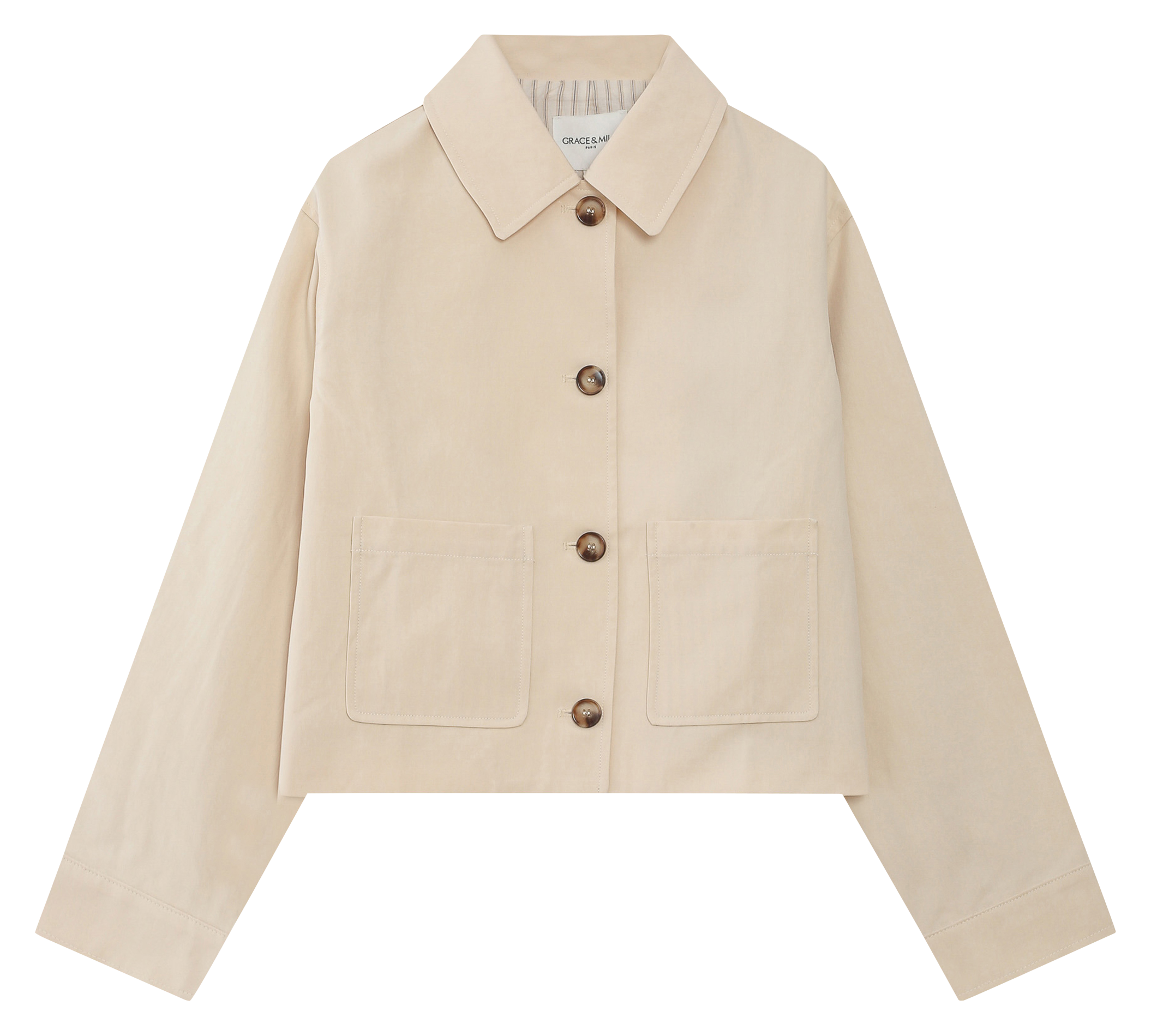 Cotton-blend coat with classic collar GRACE ET MILA White