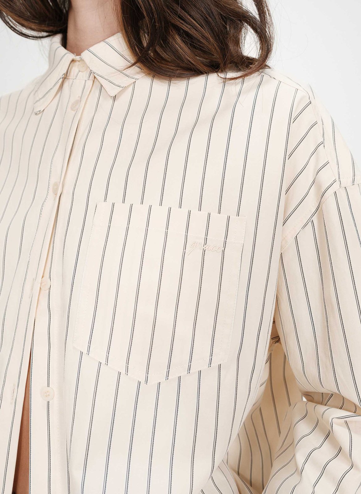 Oversize Hemd mit klassischem Kragen aus gestreifter Baumwollmischung GRACE ET MILA Gelb