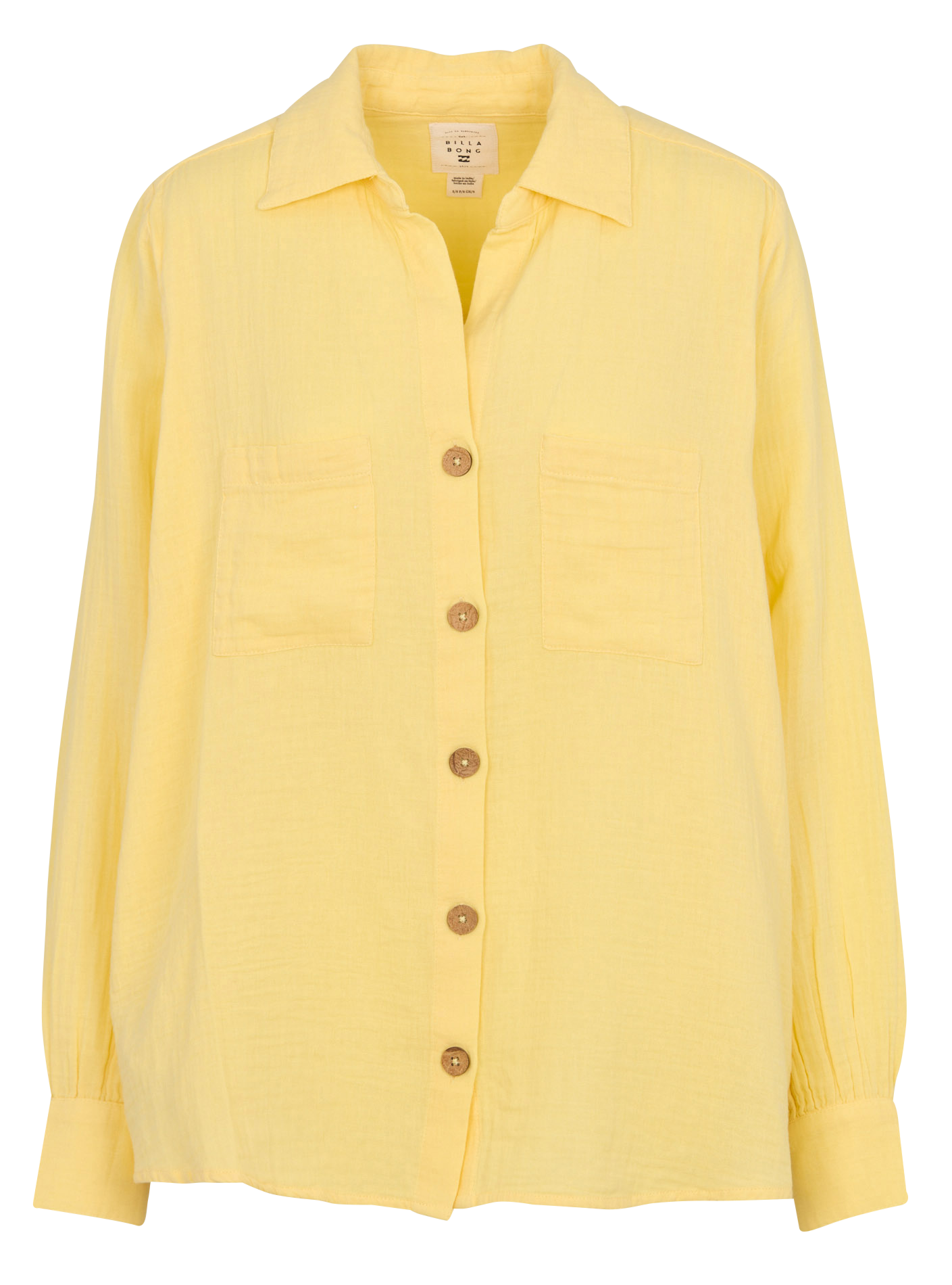 Cotton gauze shirt with classic collar BILLABONG Yellow