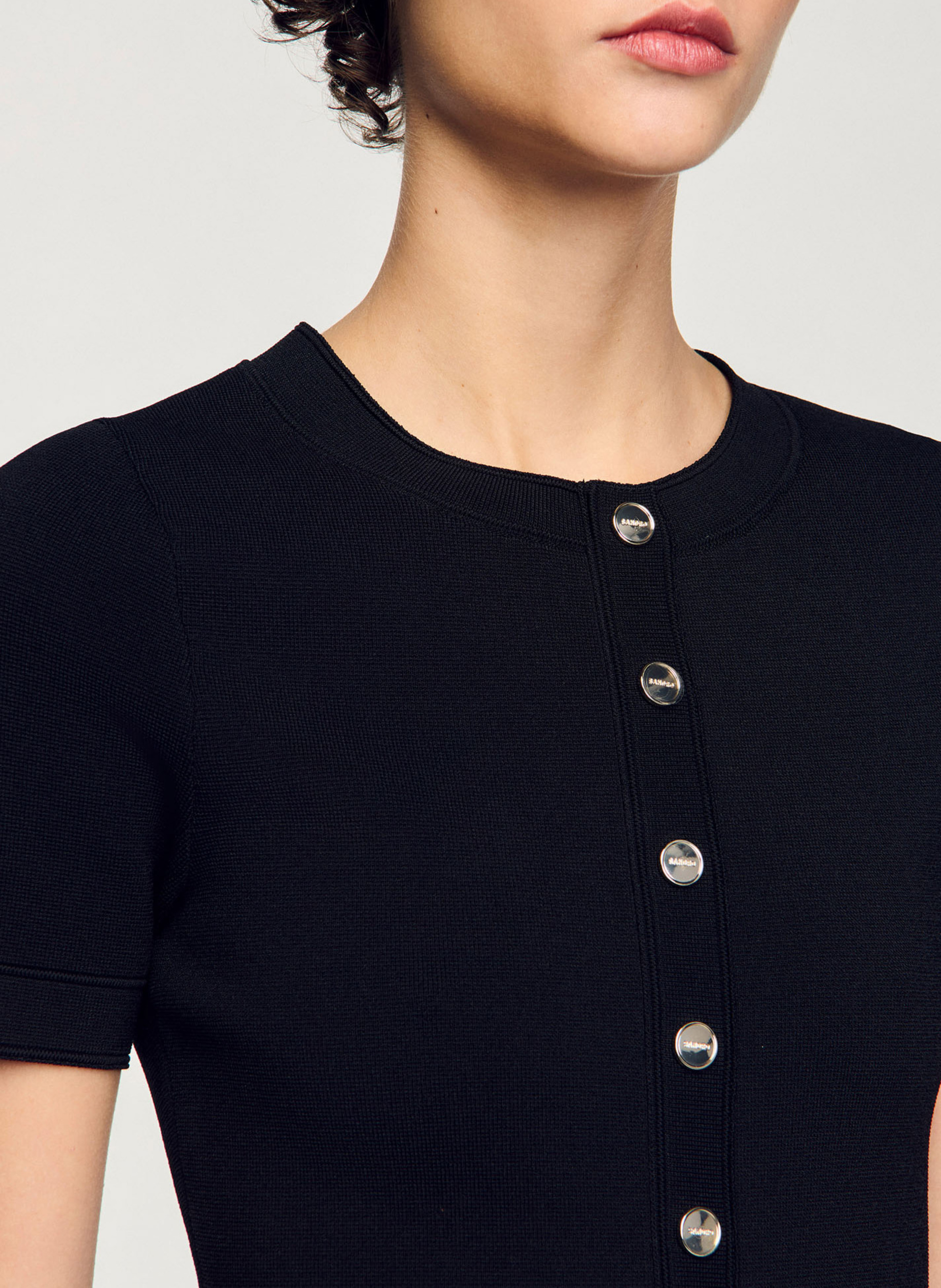 Short knit dress with ruffle SANDRO Black