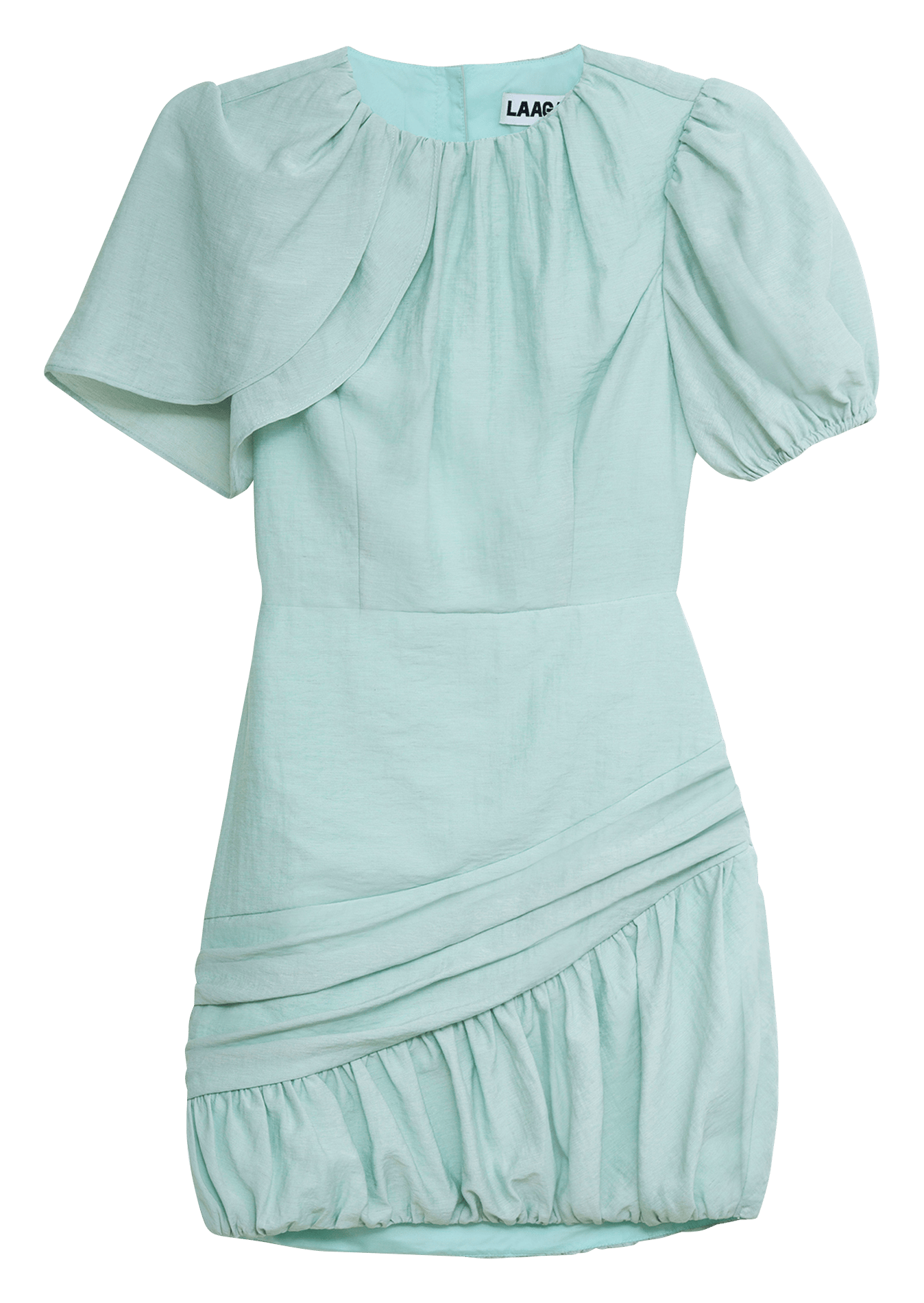 Vestido corto de algodón con cuello redondo LAAGAM Azul