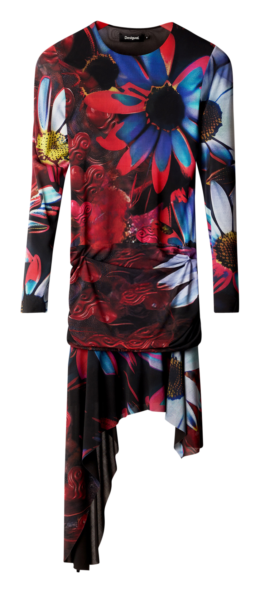 Robe courte col rond imprimée DESIGUAL Noir