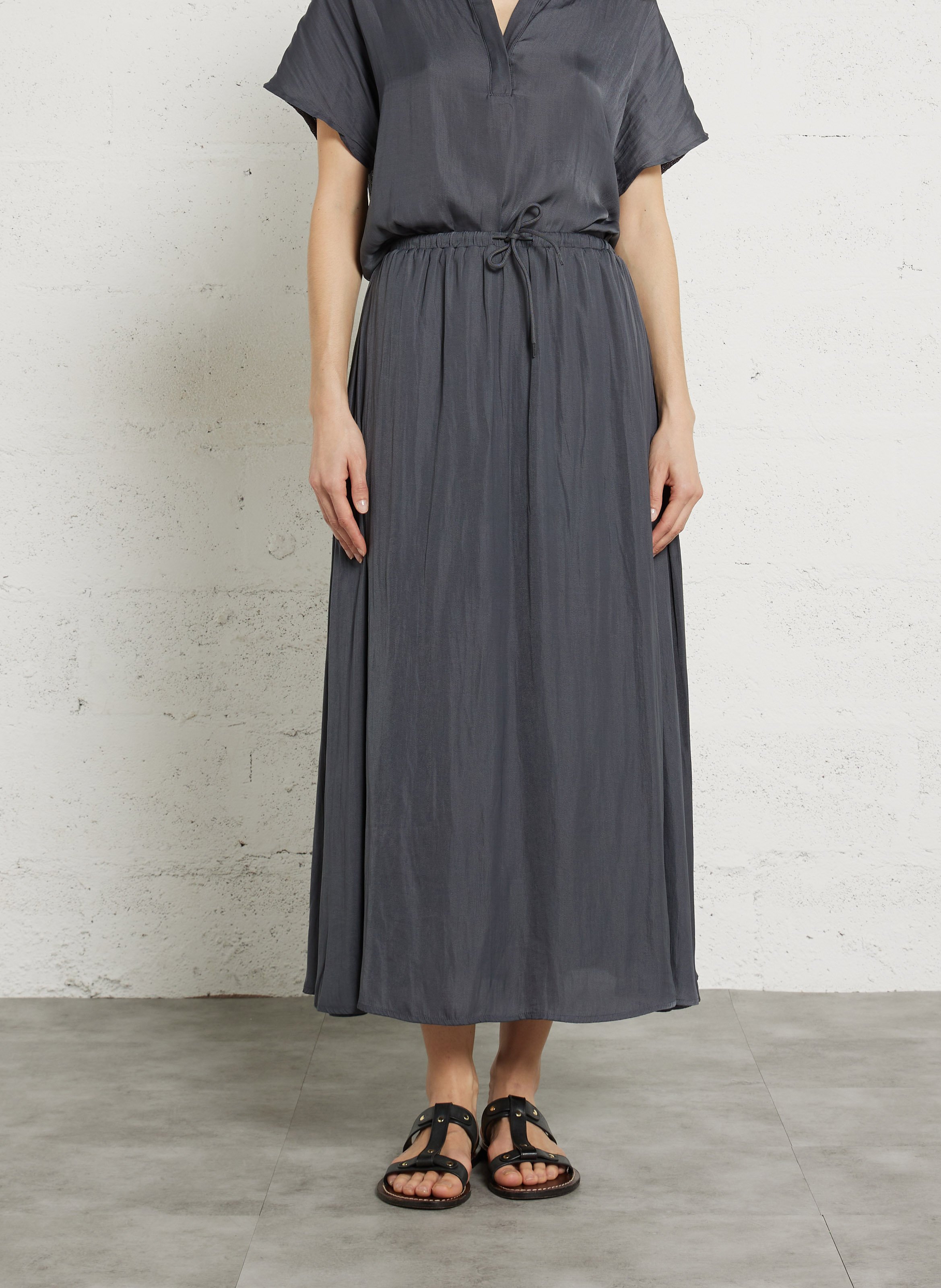 Flowing flared midi skirt LE TEMPS DES CERISES Grey