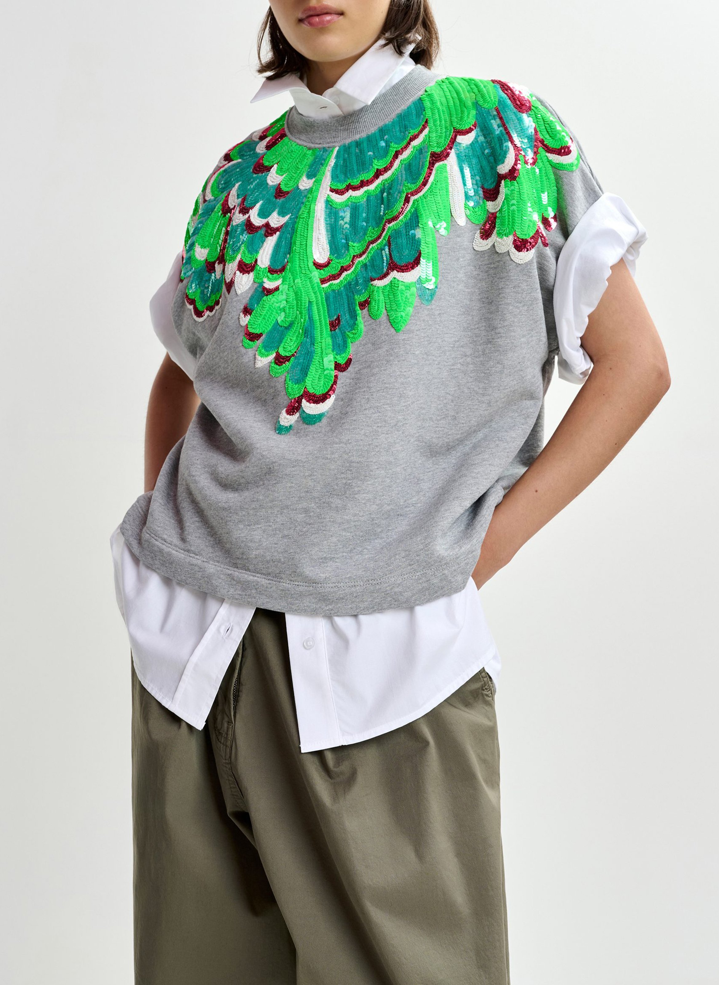 Oversized cotton sweatshirt with round neck ESSENTIEL ANTWERP