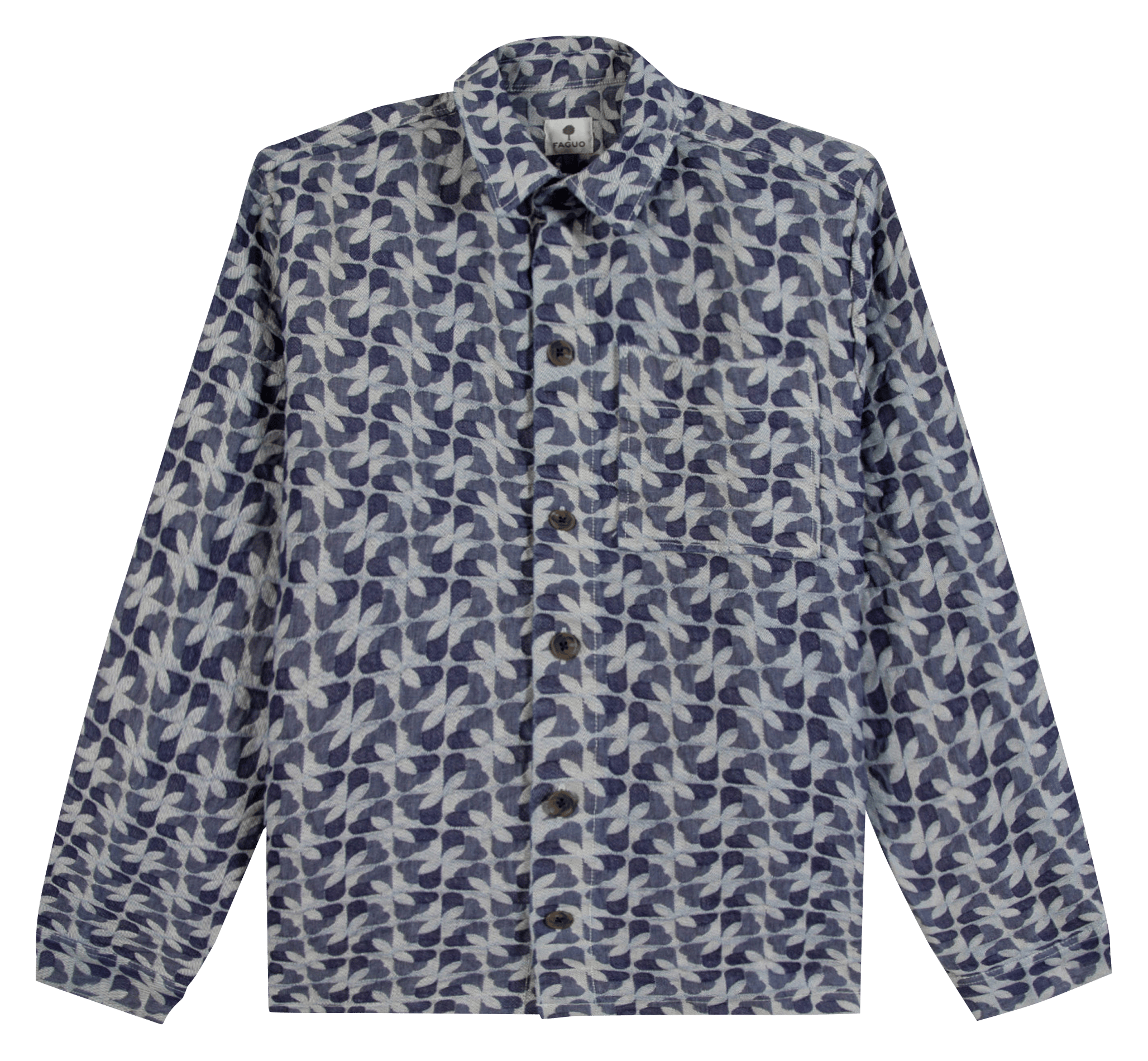 Surchemise droite en coton imprimé FAGUO Bleu