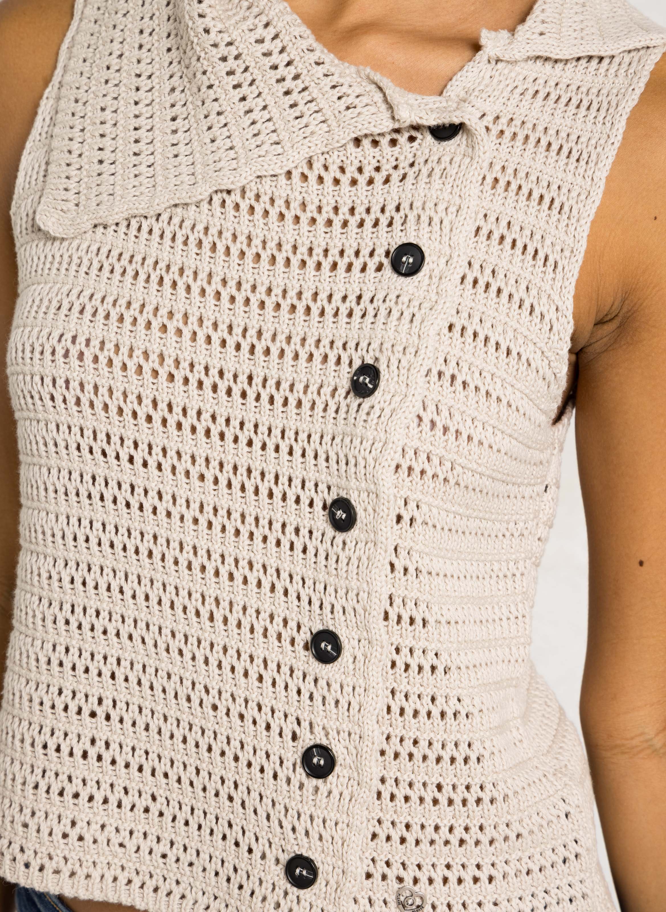 Gilet droit en coton PLEASE Beige