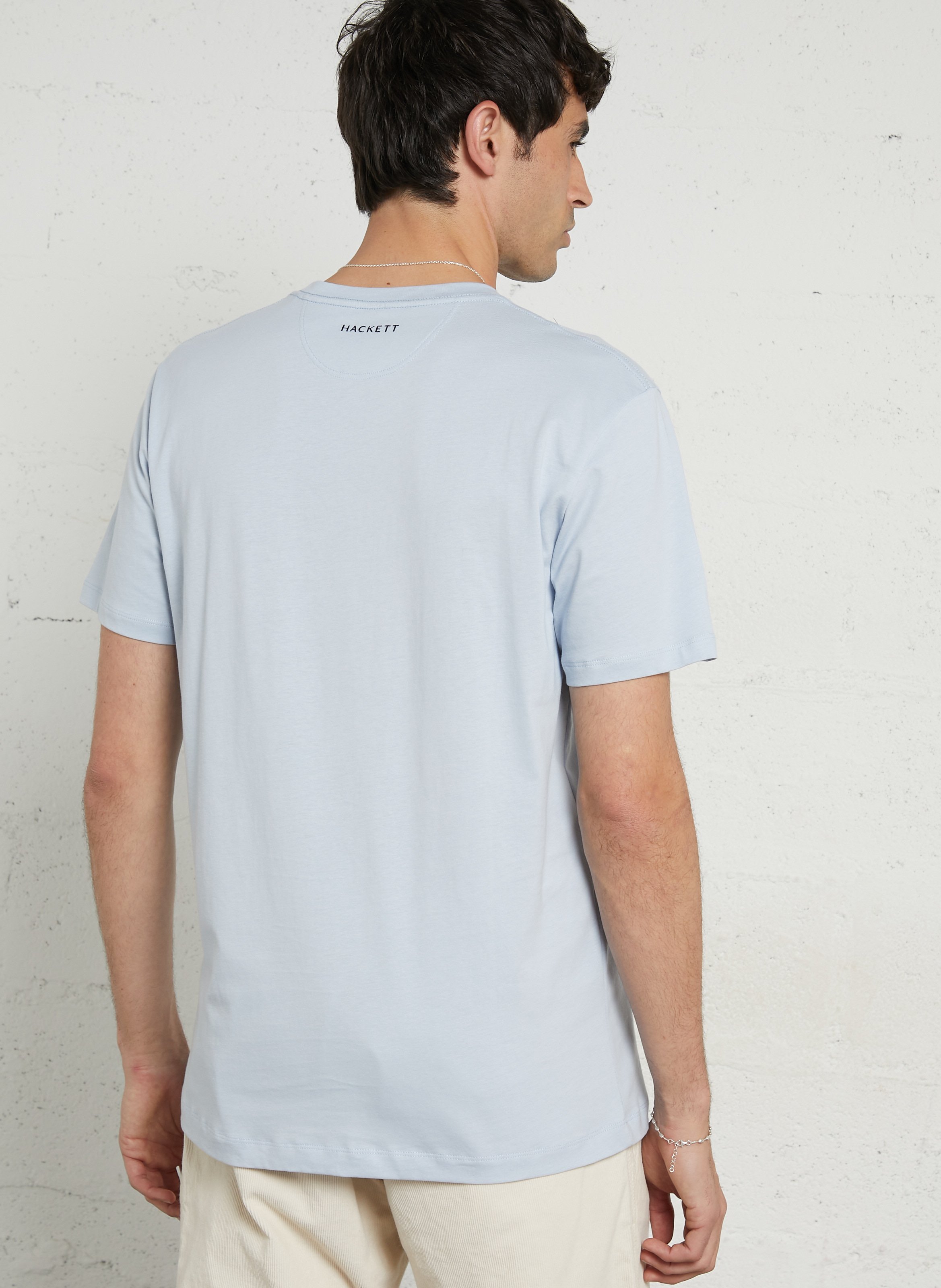 Tee-shirt col rond en coton HACKETT Bleu