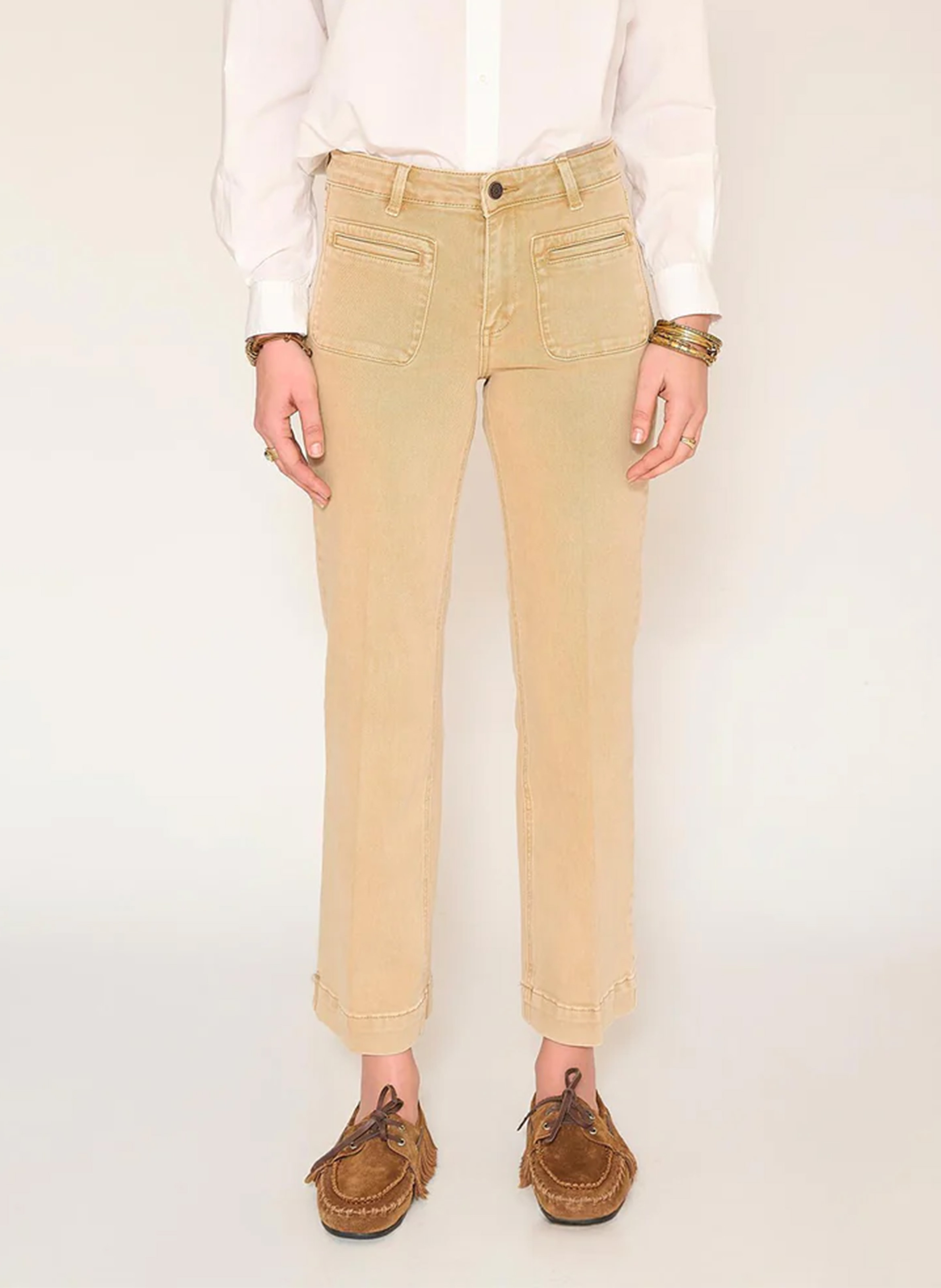 Jean droit en coton mélangé MKT Beige