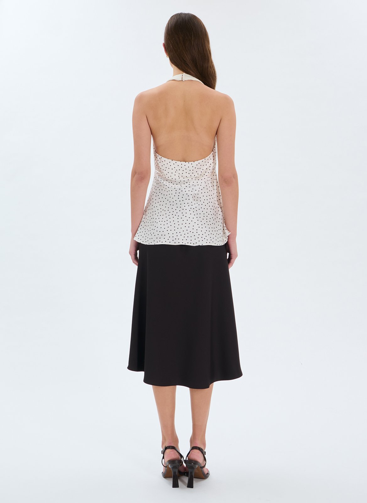 Straight-cut printed V-neck top ZAPA White