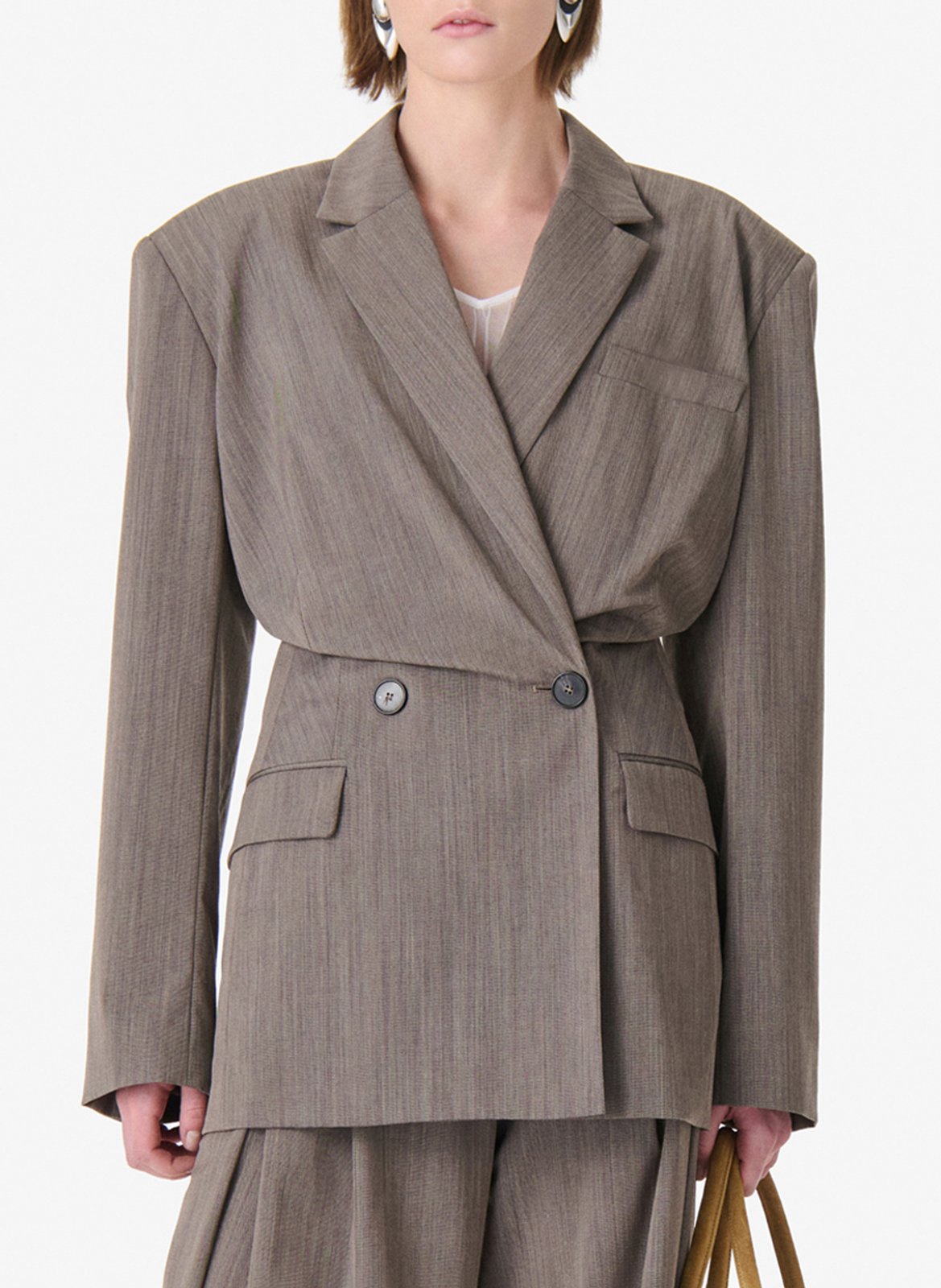 Getailleerde blazer van wolmix IRO Bruin