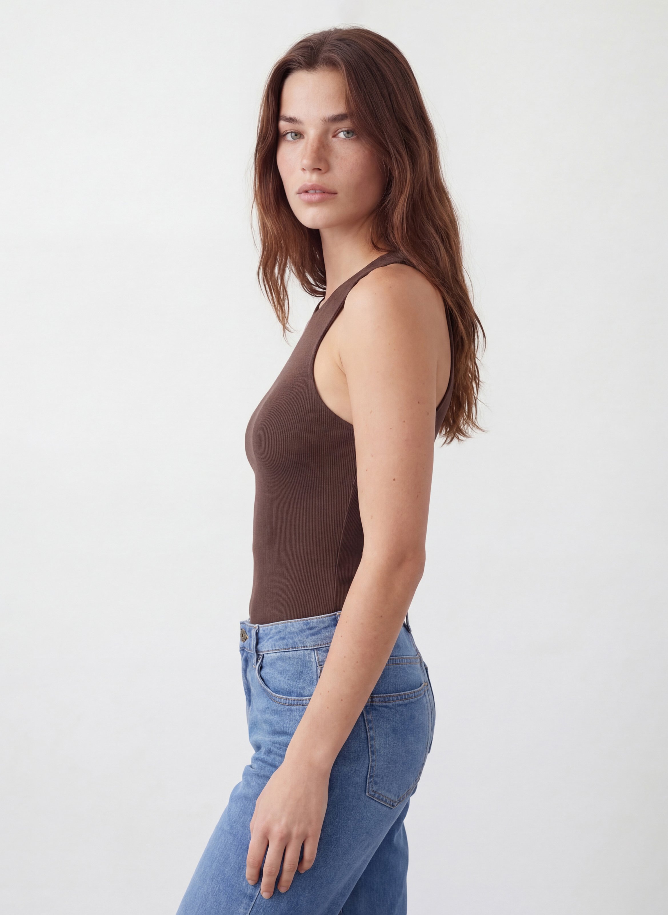 Débardeur ajusté en coton mélangé KOOKAI Marron