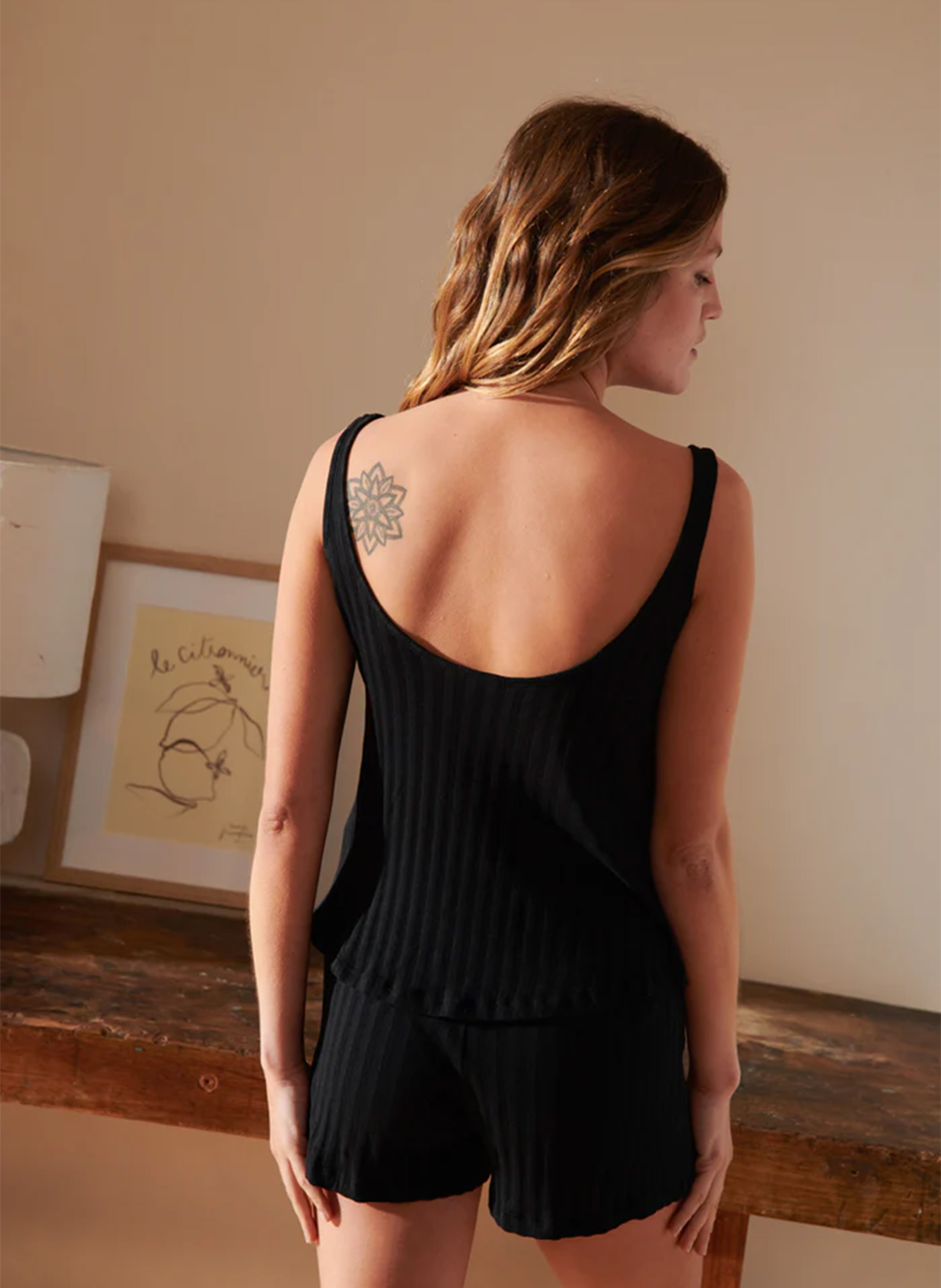 Bio-Baumwollripp-Pyjama WE ARE JOLIES Schwarz