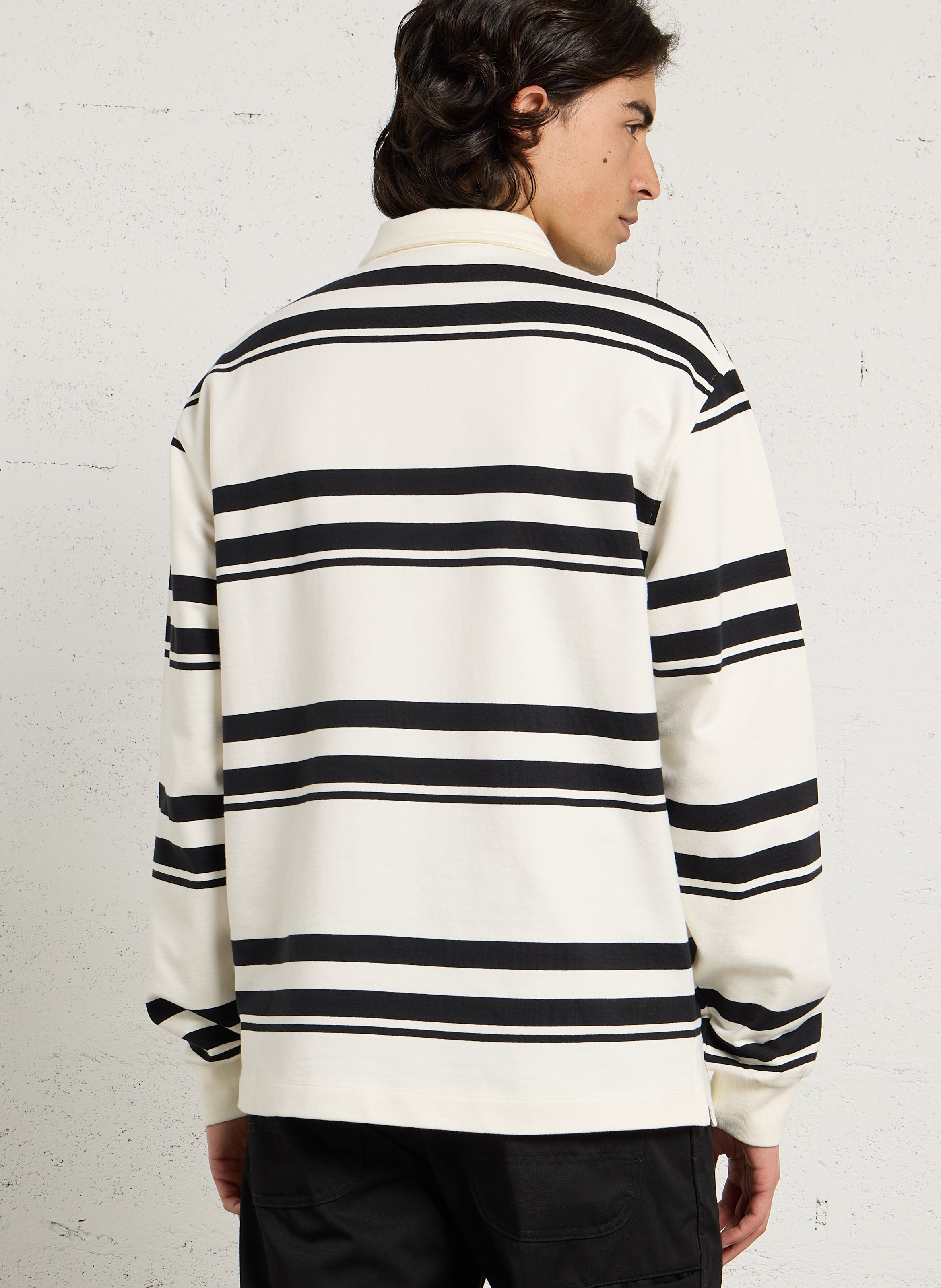 Polo droit en coton bio rayé MINIMUM Noir