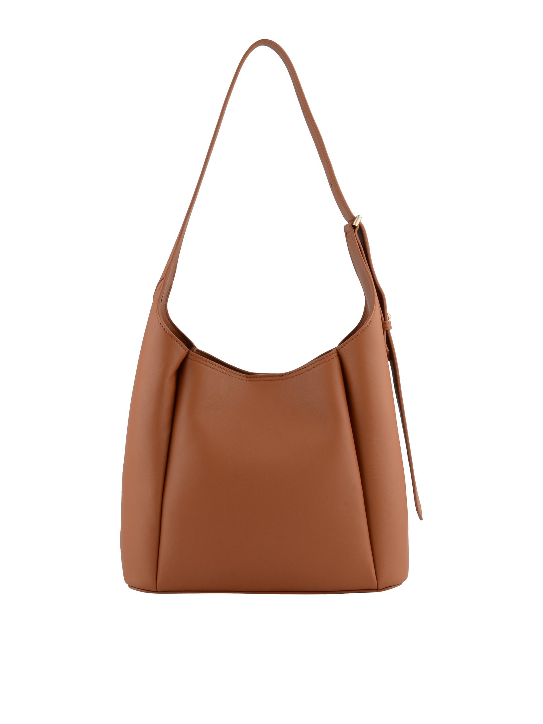 Sac porté épaule en cuir de vachette POURCHET Marron