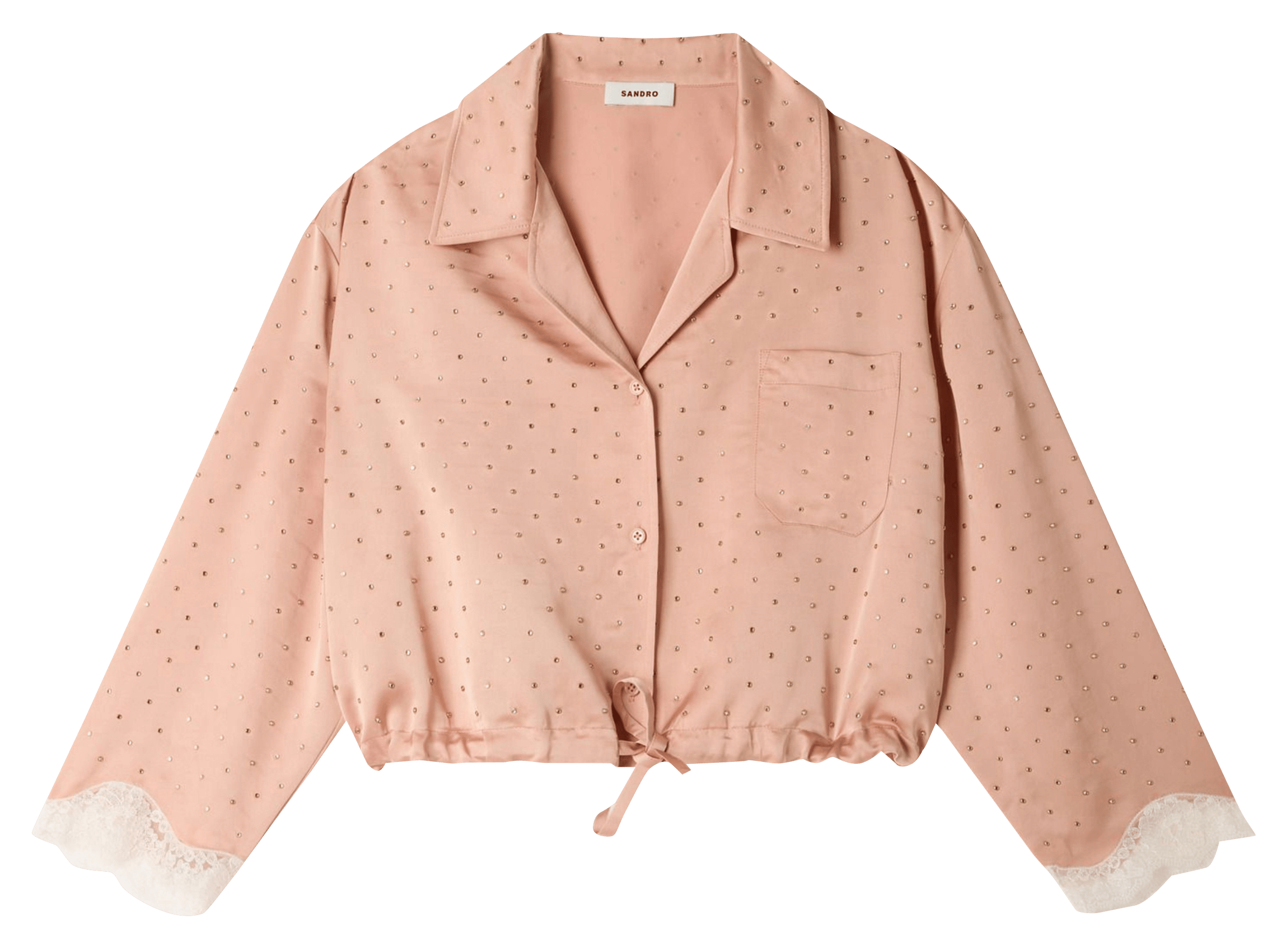 Korte top met stras SANDRO Beige