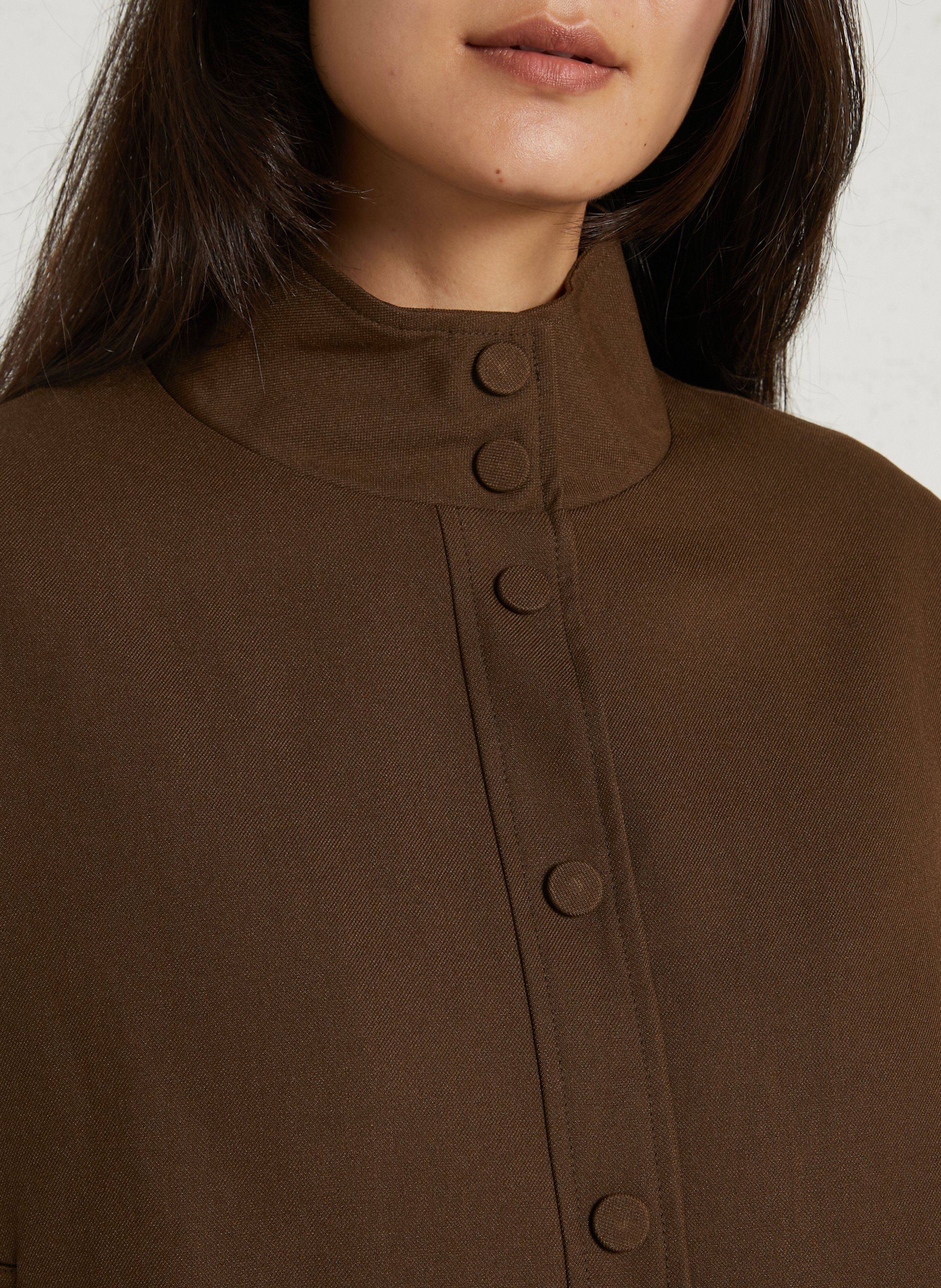 Oversized short solid color jacket SUNCOO Brown