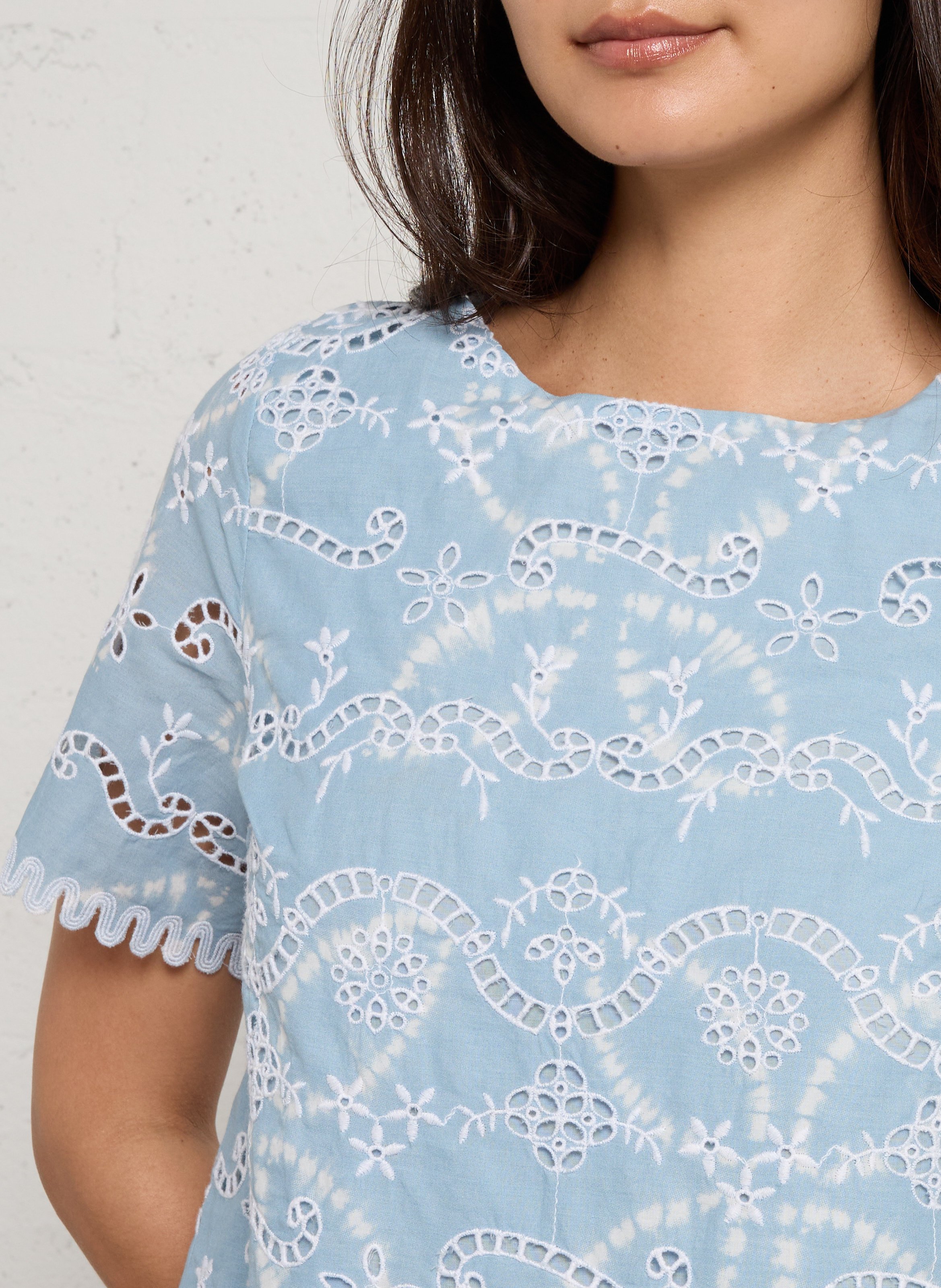 Katoenen blouse met ronde hals MAISON 123 Blauw