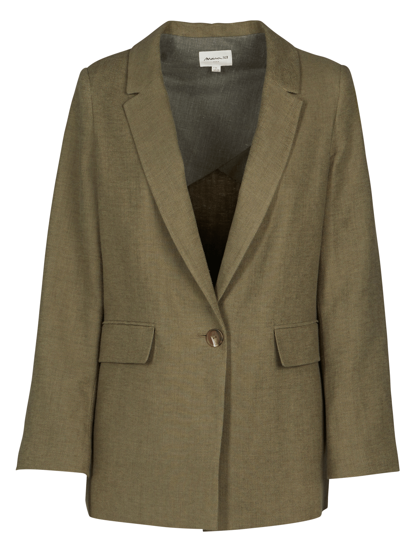 Straight linen and cotton jacket MAISON 123 Khaki