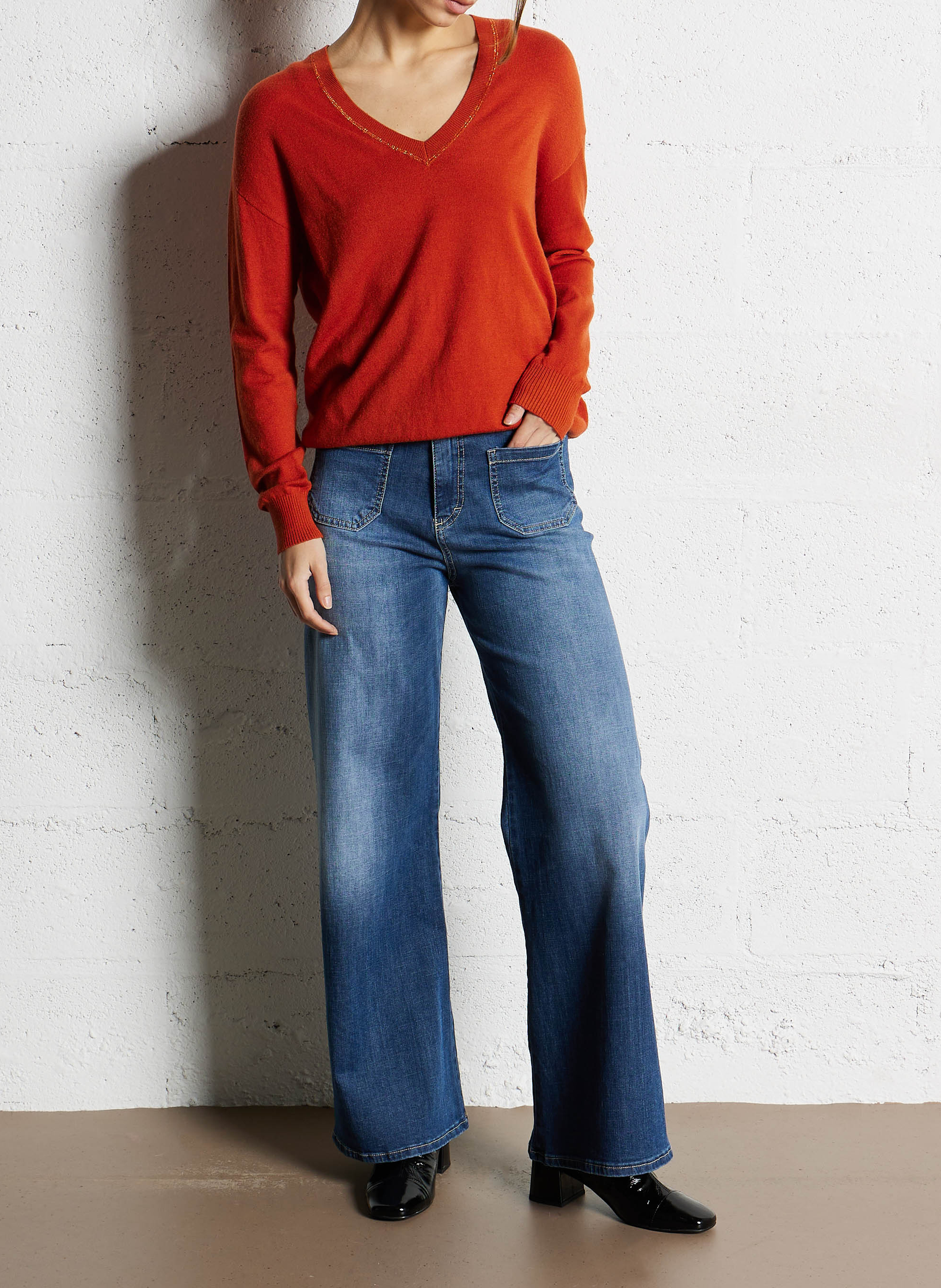 Flared Jeans aus Baumwoll-Mix PLEASE Blau