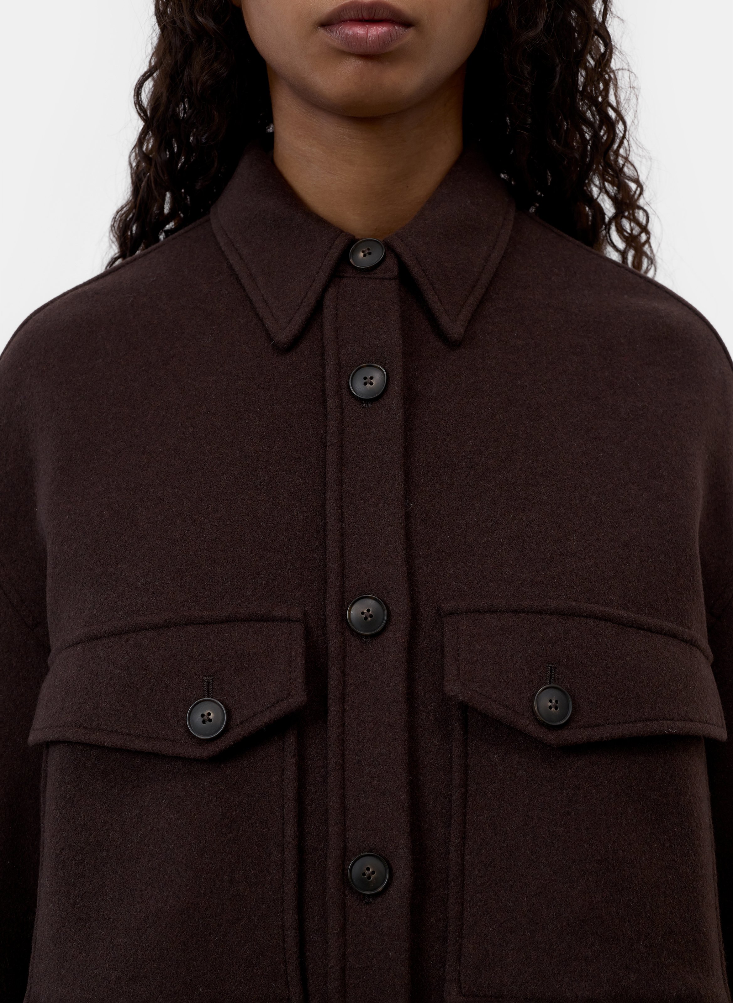 Oversized long wool blend jacket CLOSED Brown