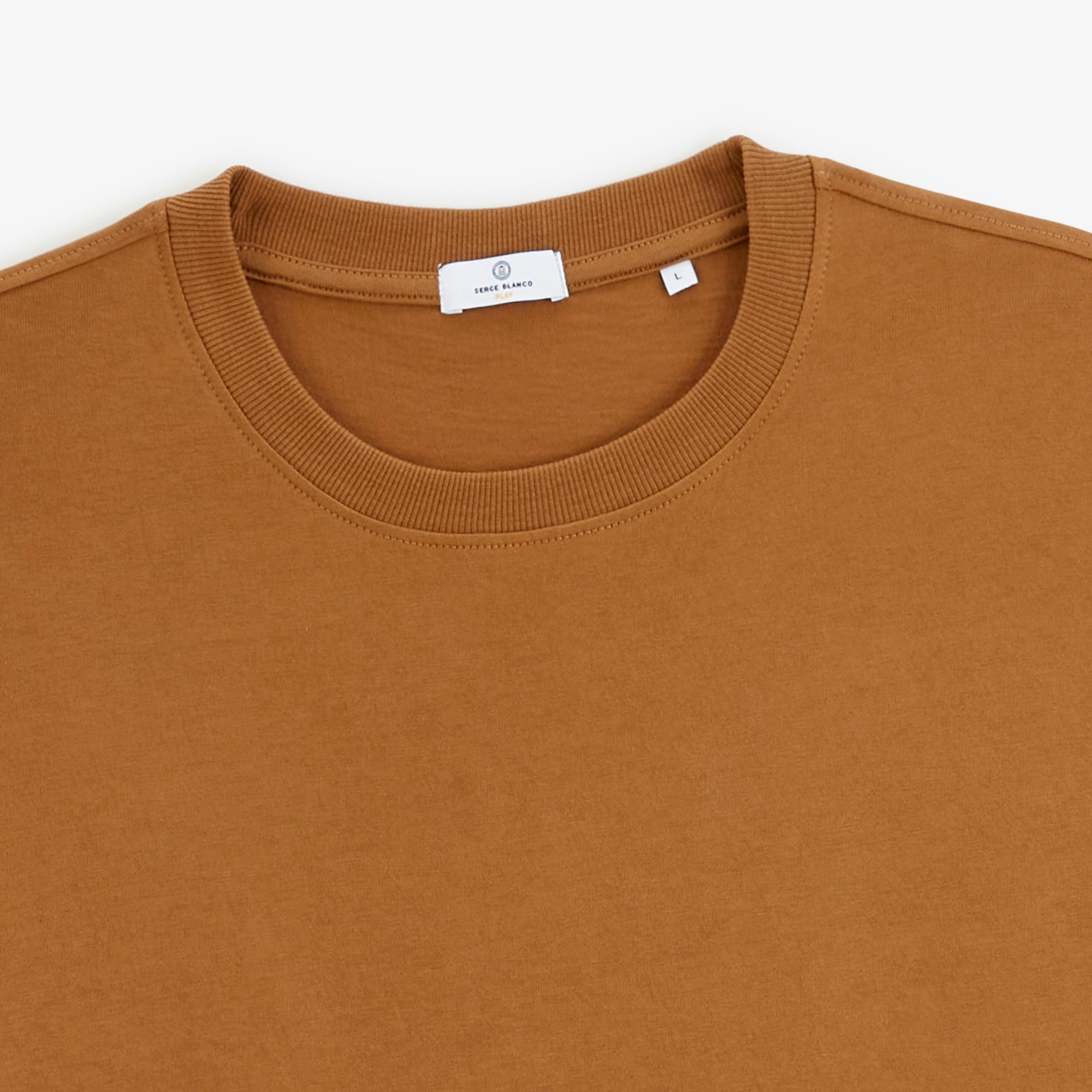 Short-sleeve oversized fit Thor t-shirt in brown caramel. SERGE BLANCO Brown