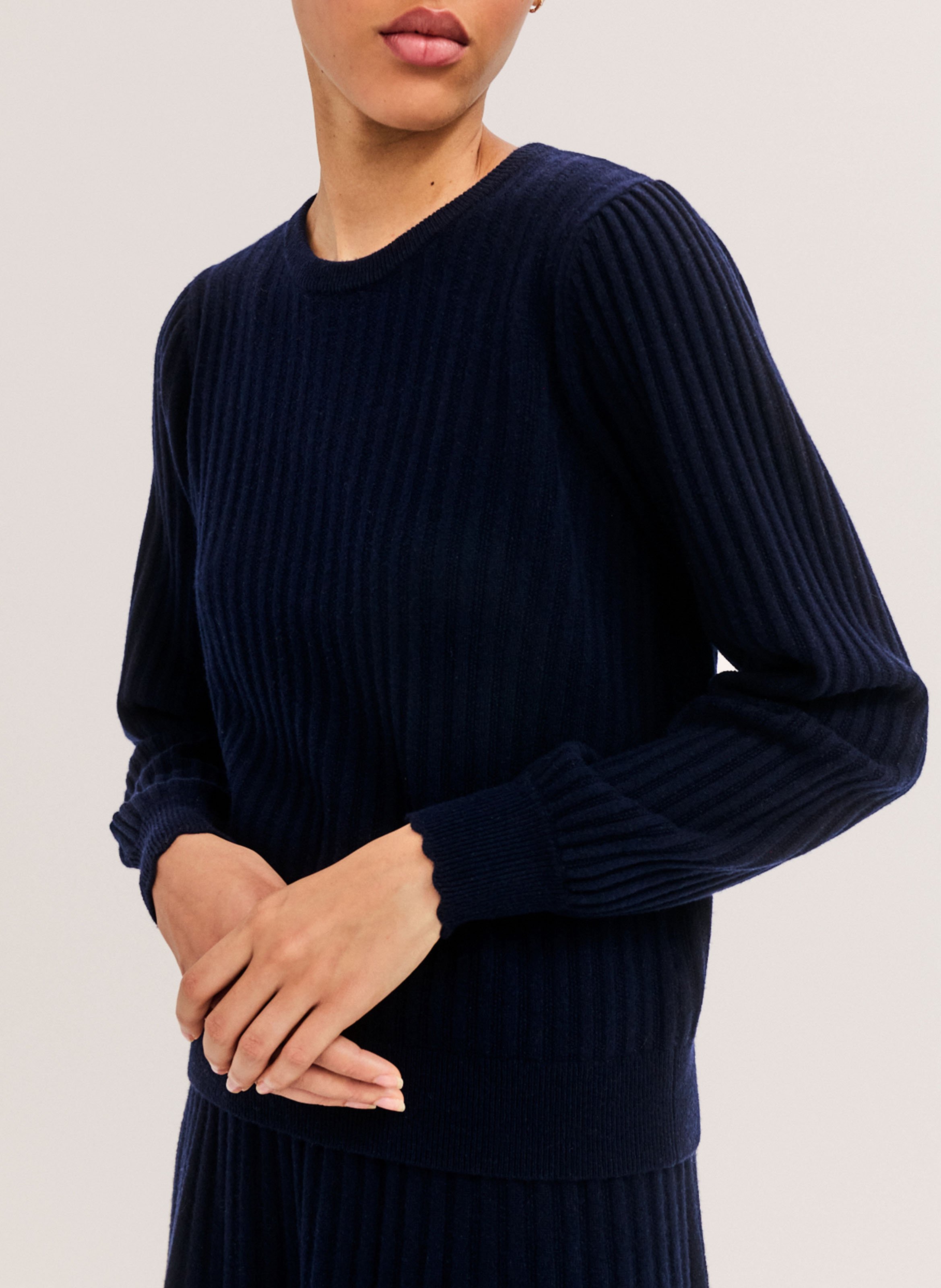 Round-neck wool sweater PABLO Blue