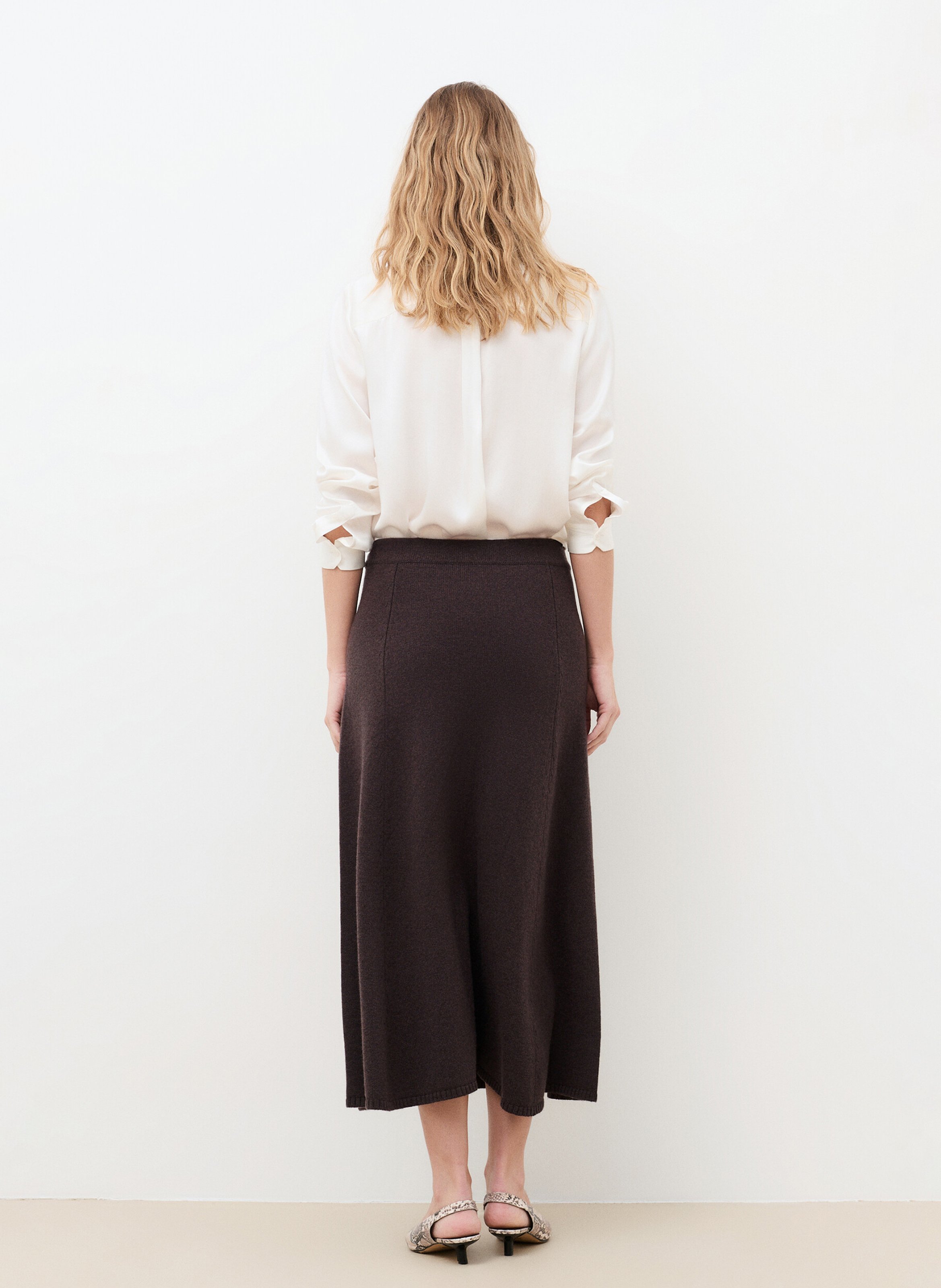 Midi Skirt in a Wool Blend CAROLL Brown