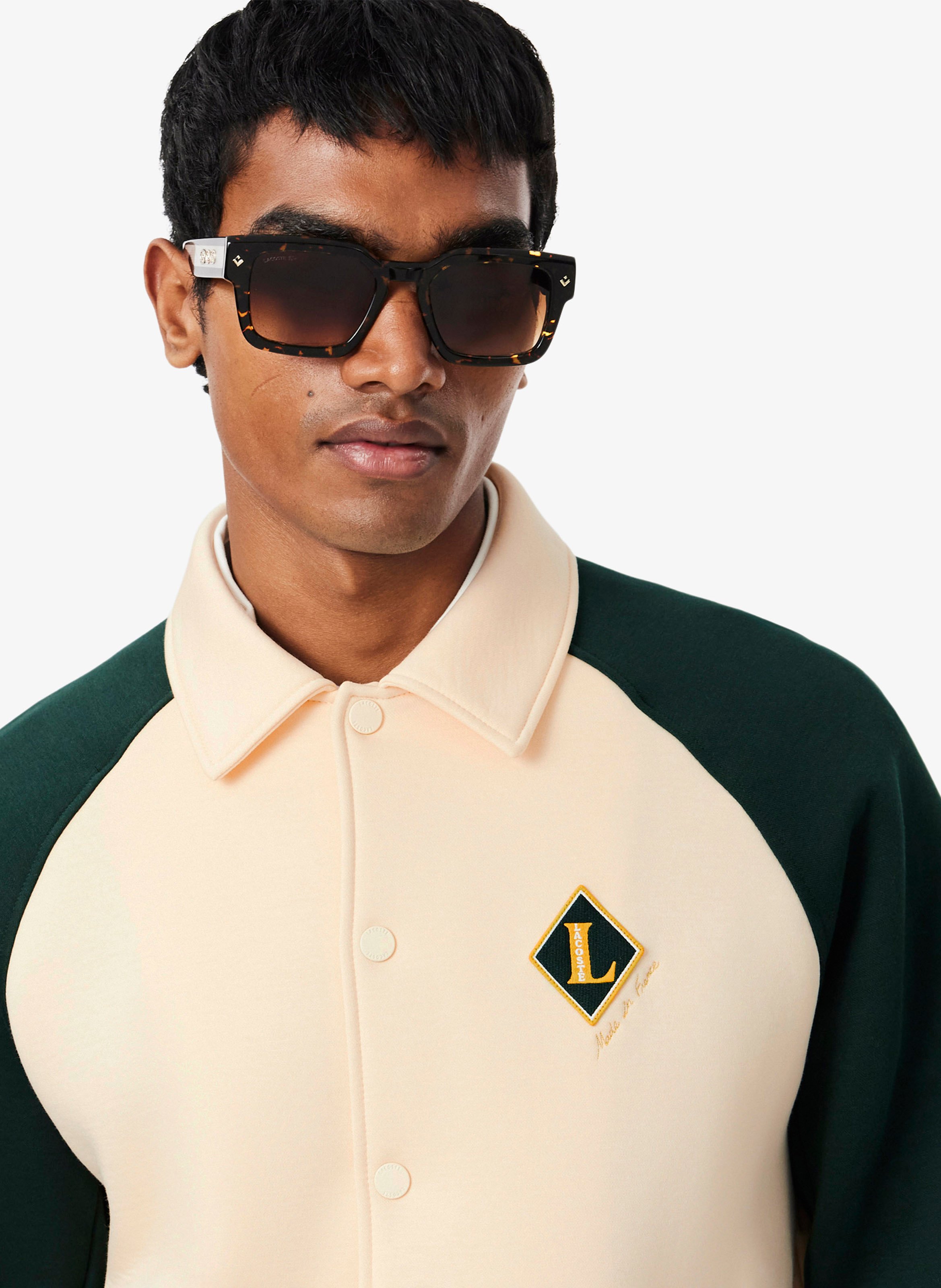 Gerade geschnittene Jacke aus Baumwoll-Mix mit klassischem Kragen LACOSTE Beige