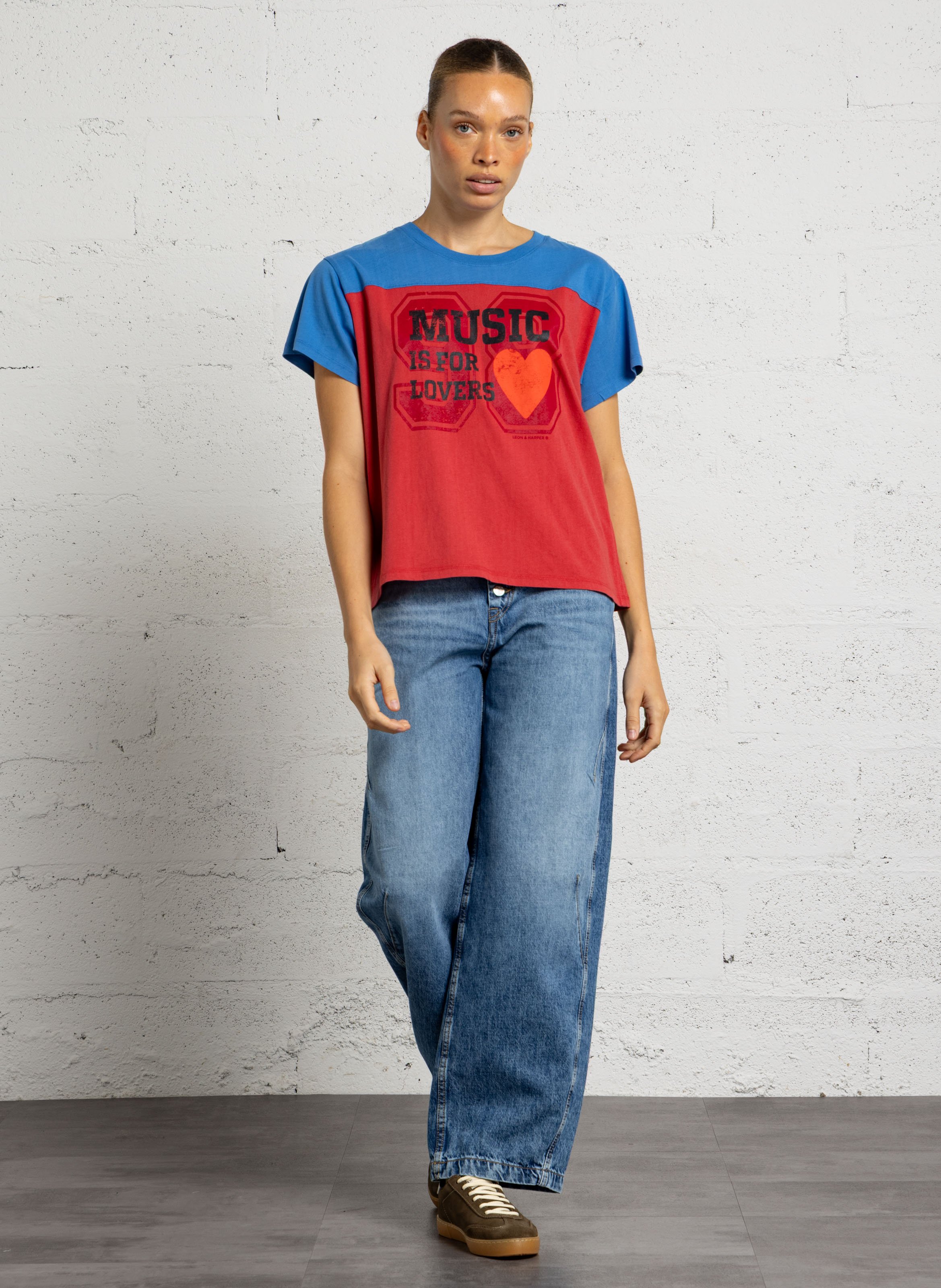 Printed organic cotton T-shirt LEON & HARPER Red