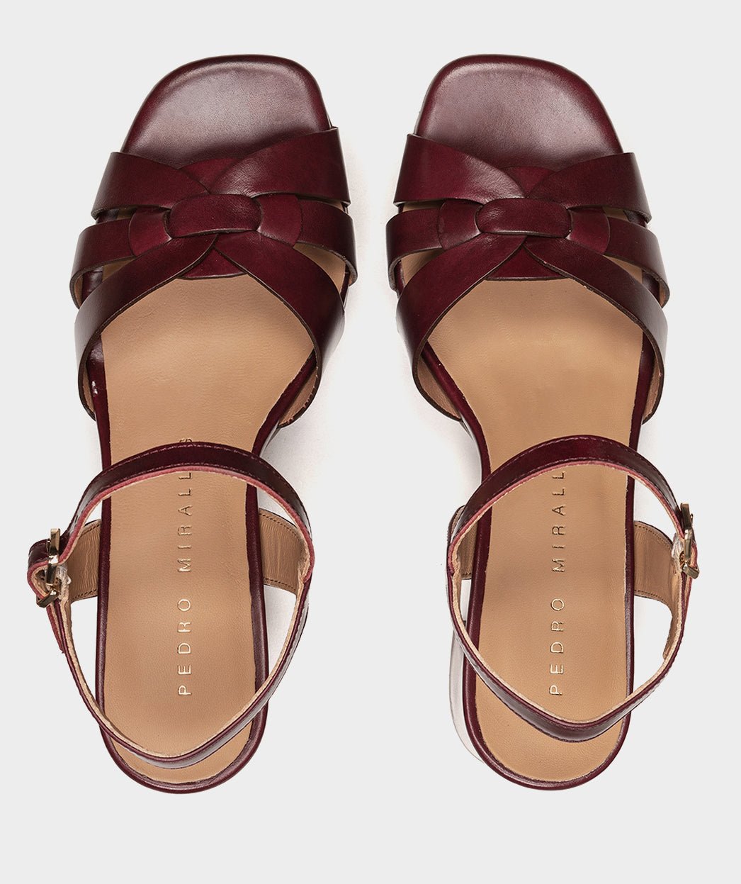 Burgundy leather high heel sandals. PEDRO MIRALLES Red