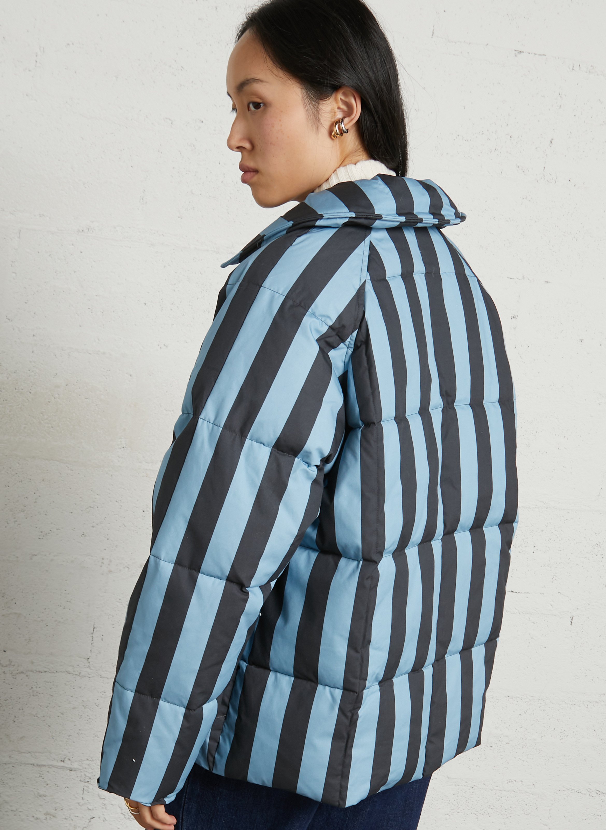 Steppjacke mit klassischem gestreiftem Kragen aus Baumwolle THE TINY BIG SISTER Blau
