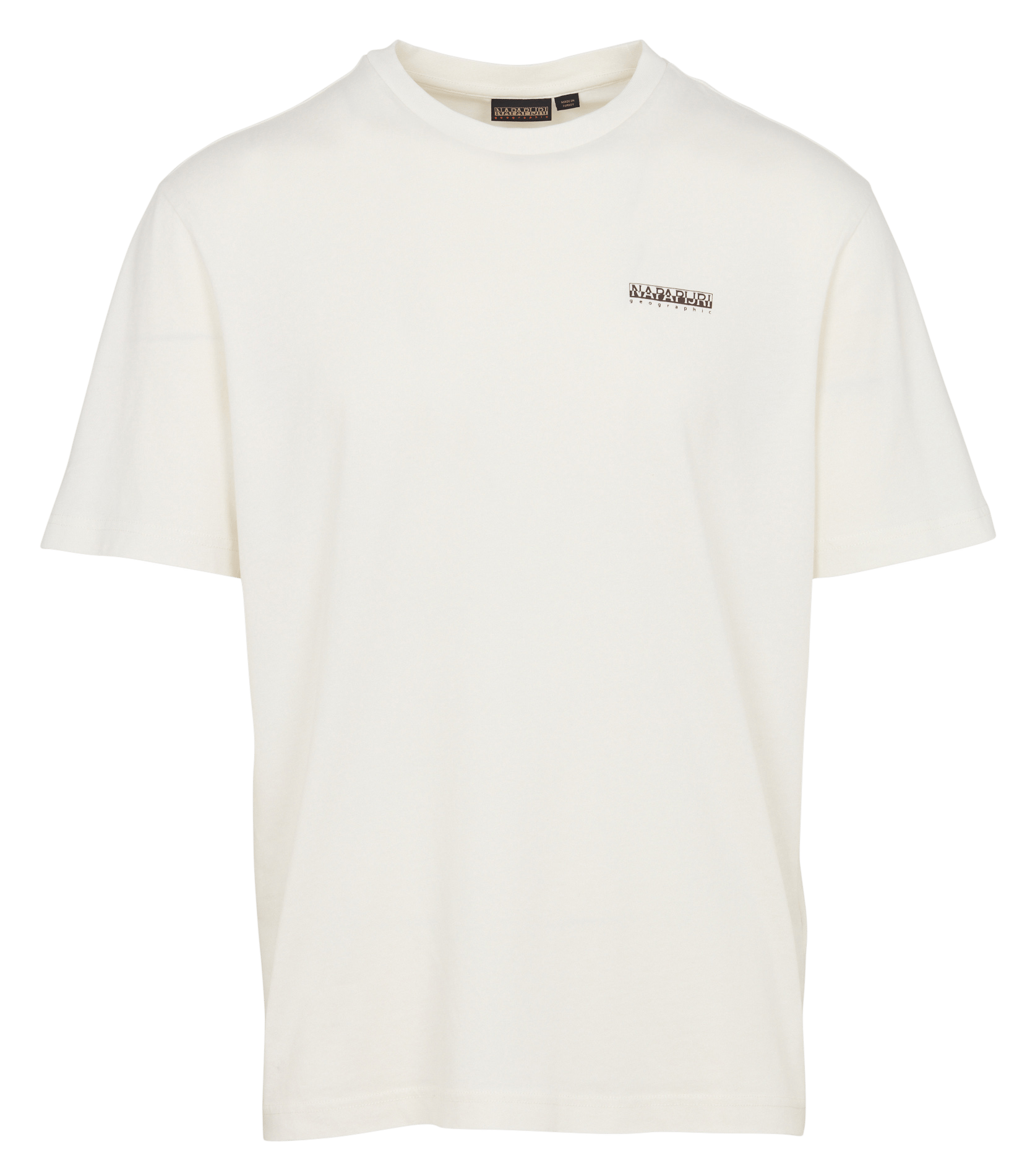 Recht, katoenen T-shirt met ronde hals en zeefdruk NAPAPIJRI