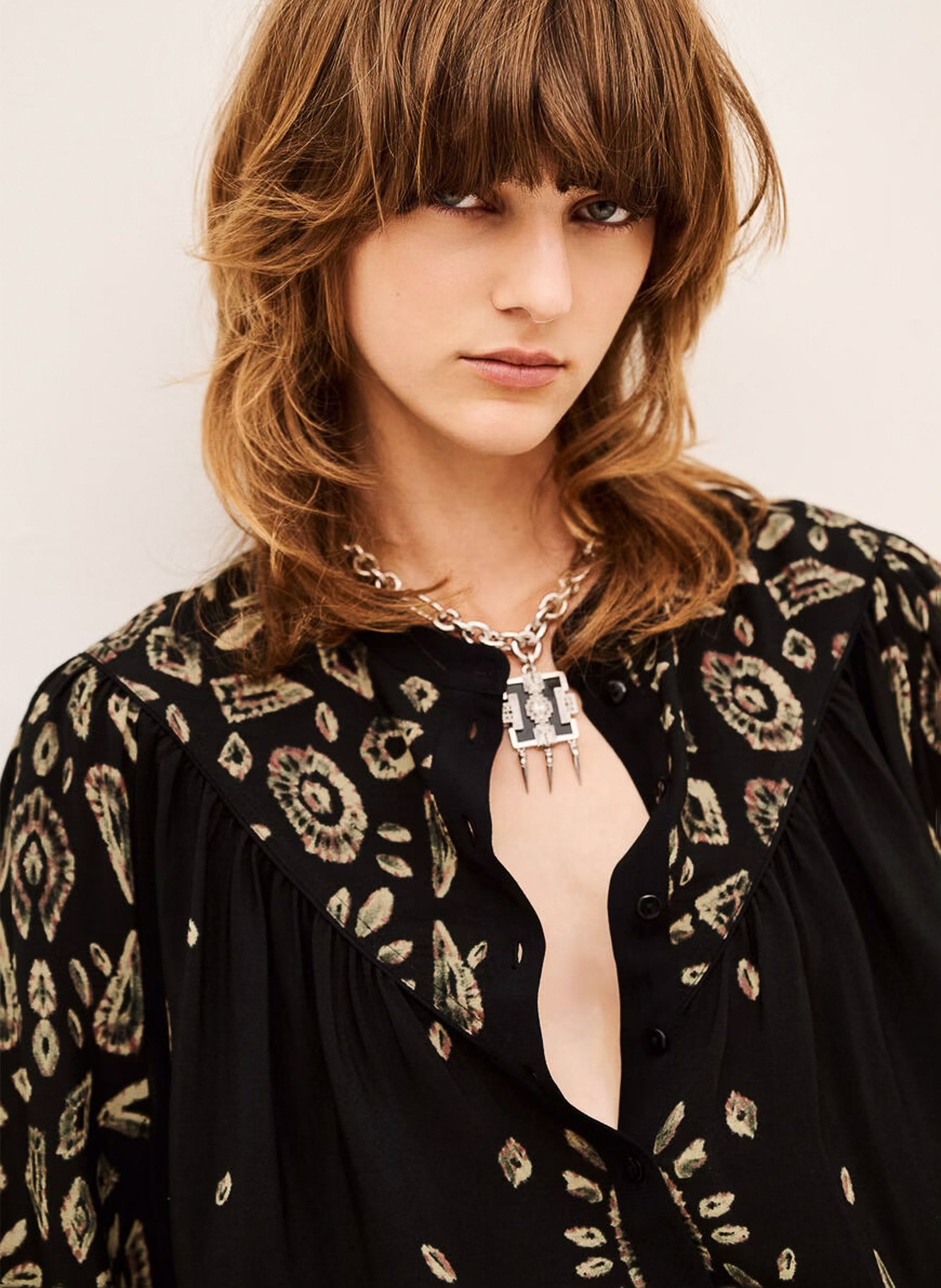 Blouse col rond imprimée BA&SH Noir
