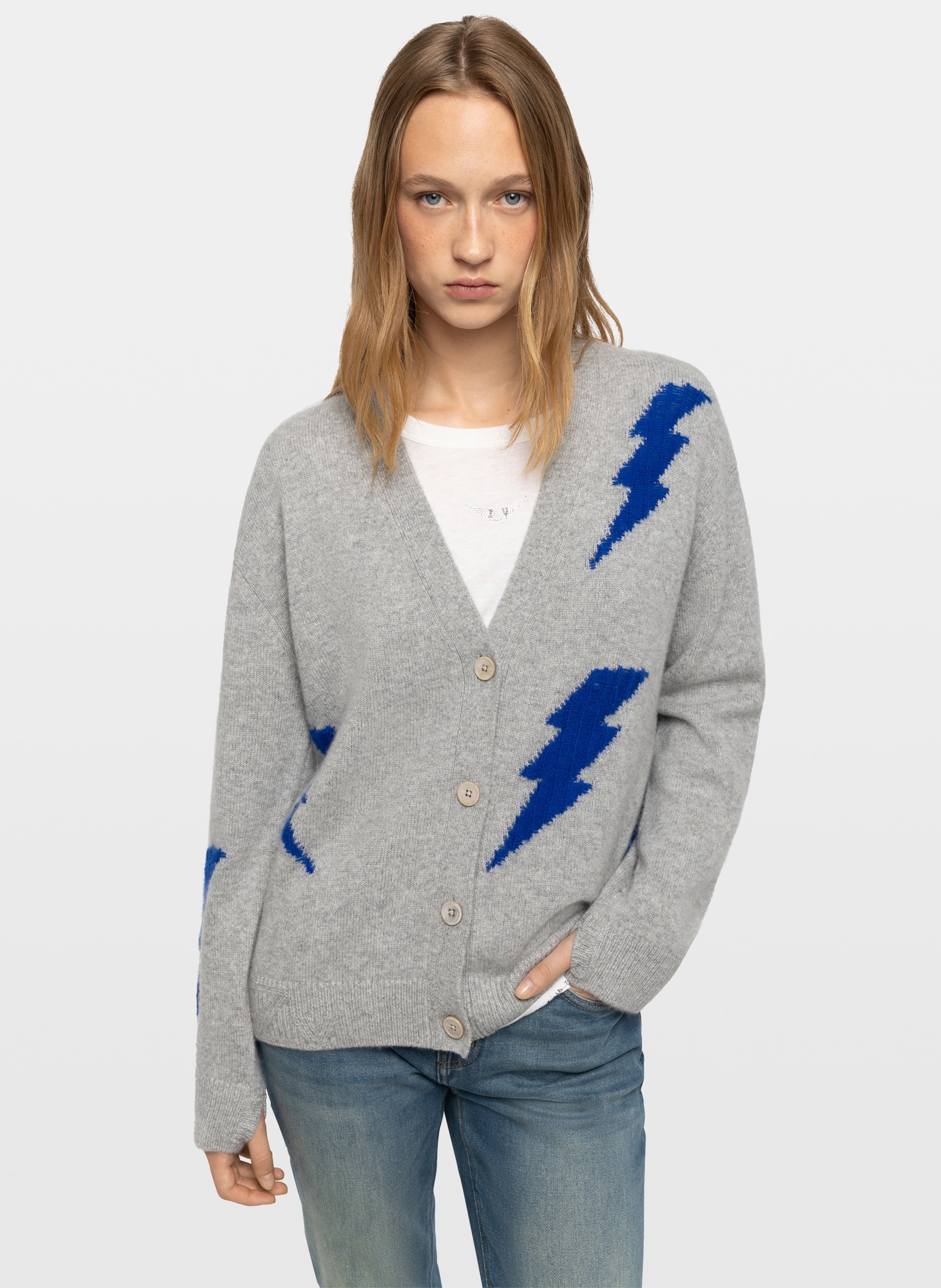 Ruimvallend kasjmieren vest met V-hals ZADIG&VOLTAIRE Grijs