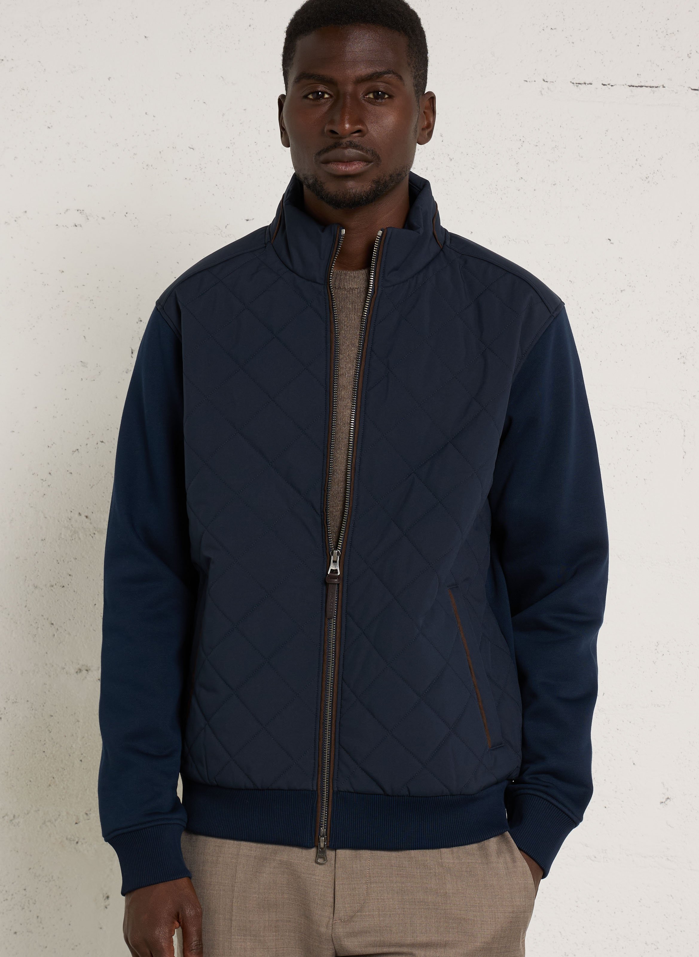 Sweat col montant en coton mélangé HACKETT Bleu