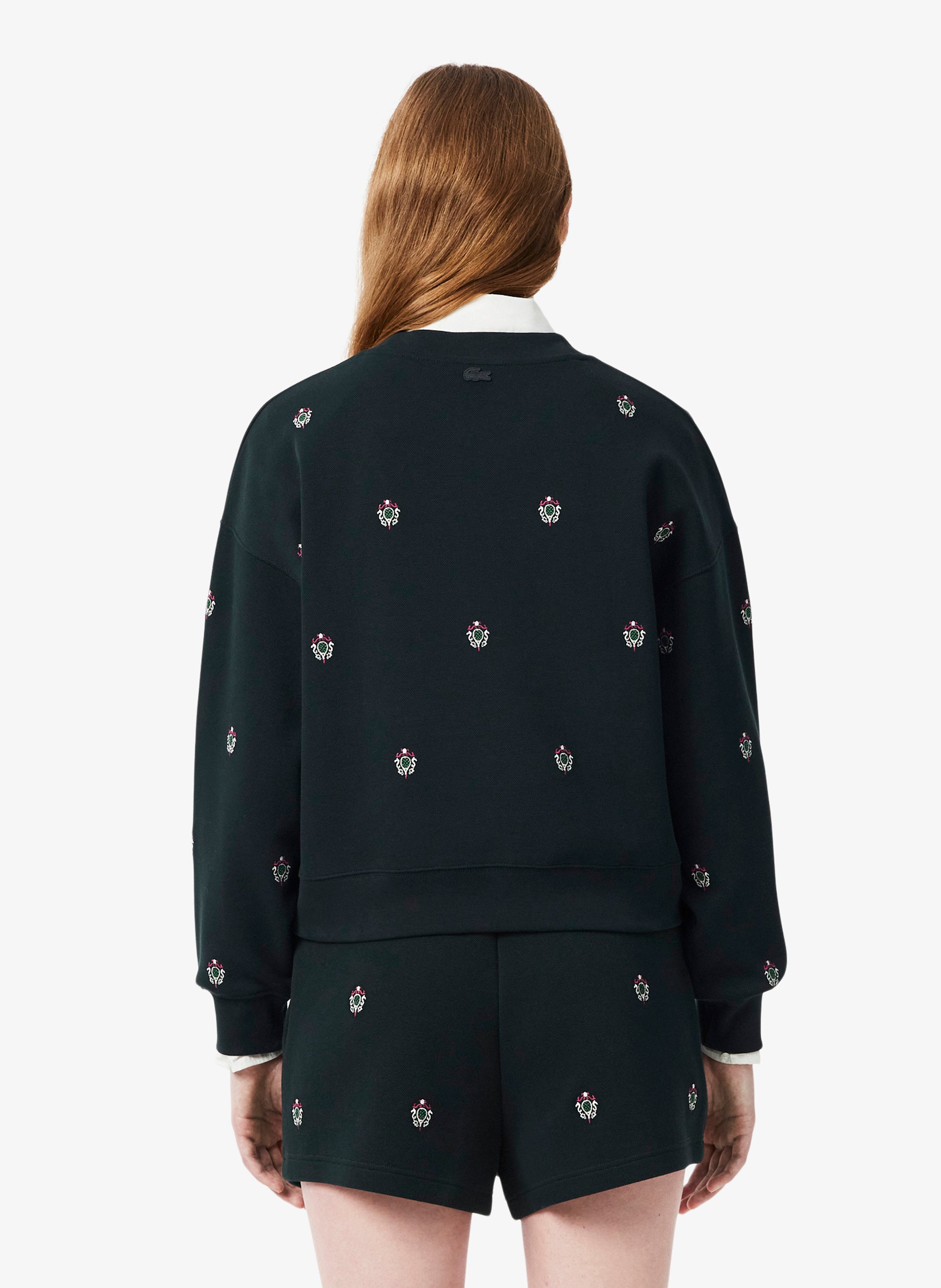 Rechte sweater van katoenmix met borduursel LACOSTE Groen