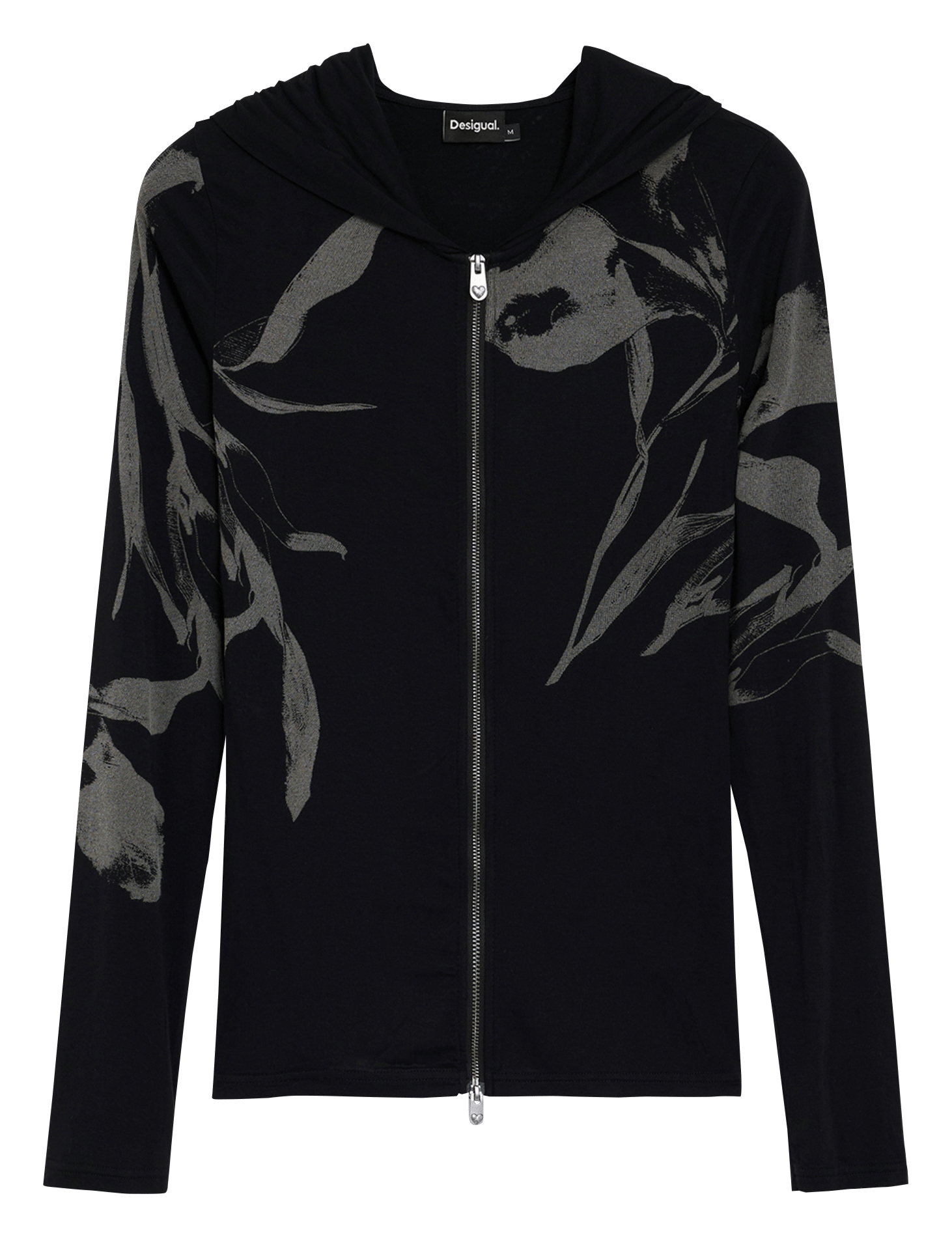 Aansluitende sweater met rits en motiefprint DESIGUAL Zwart