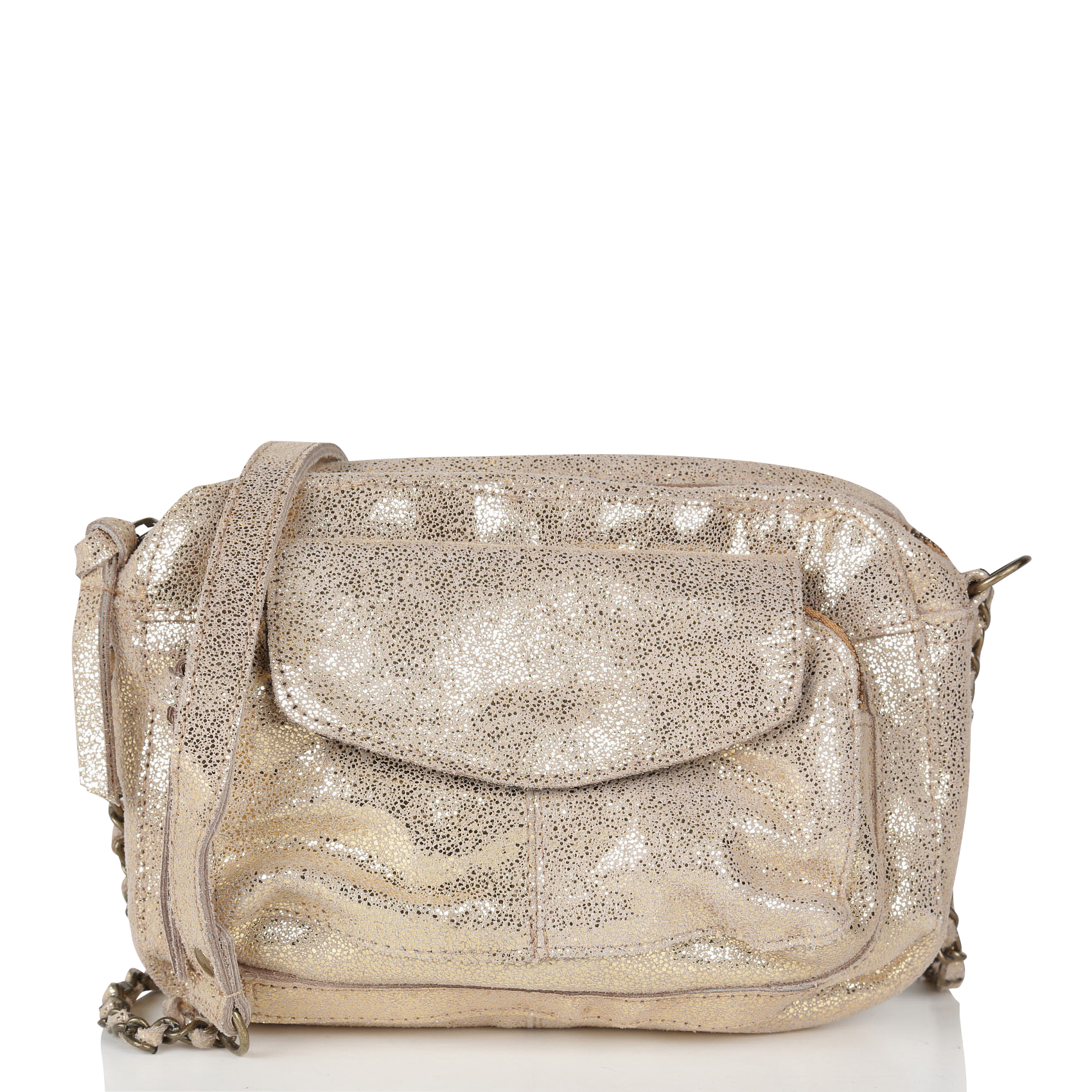 Leather shoulder bag NAINA Gold colour