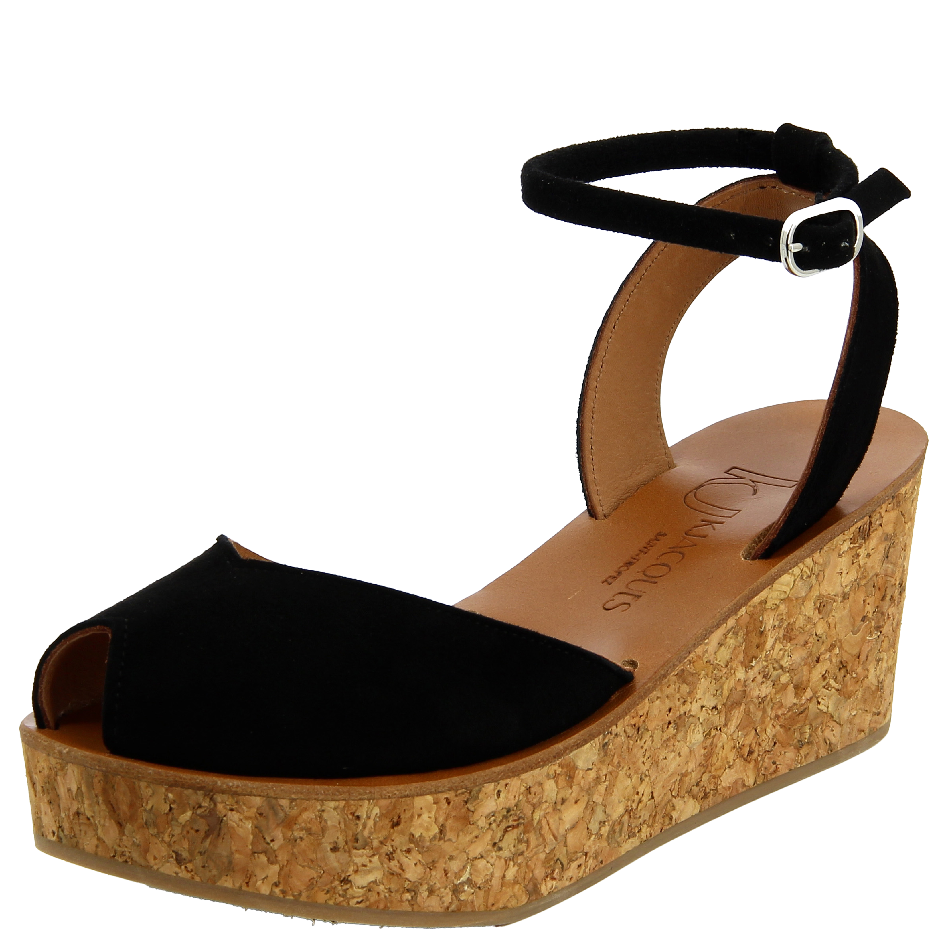 Suede open wedge sandals K JACQUES Black
