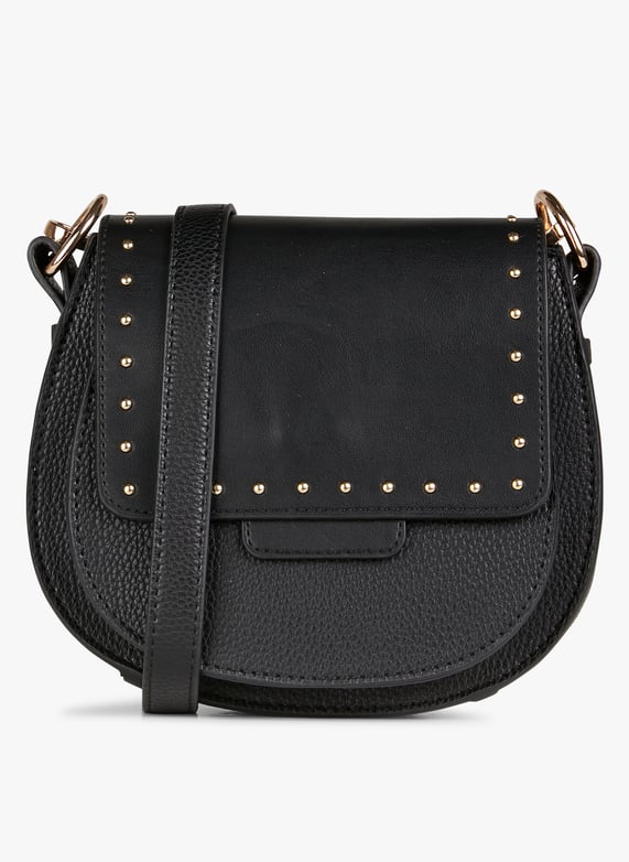 Besace à bandoulières aspect cuir avec studs Noir Au printemps