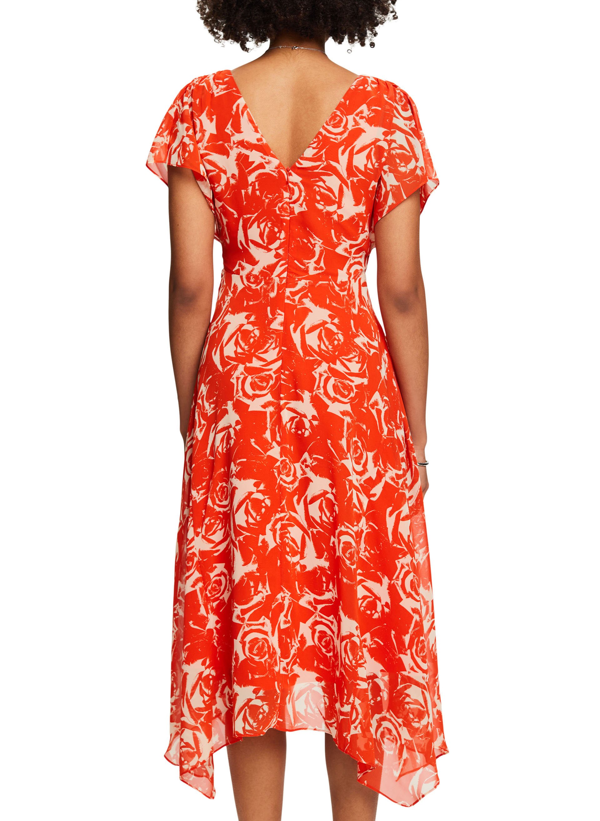 Printed V-neck midi dress ESPRIT Orange