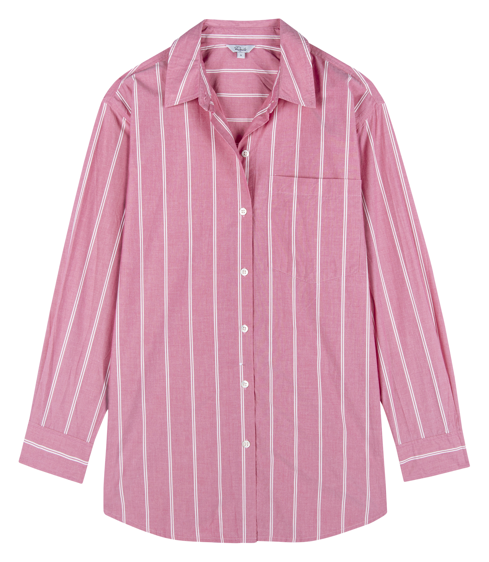 Chemise droite rayée en coton RAILS Rose