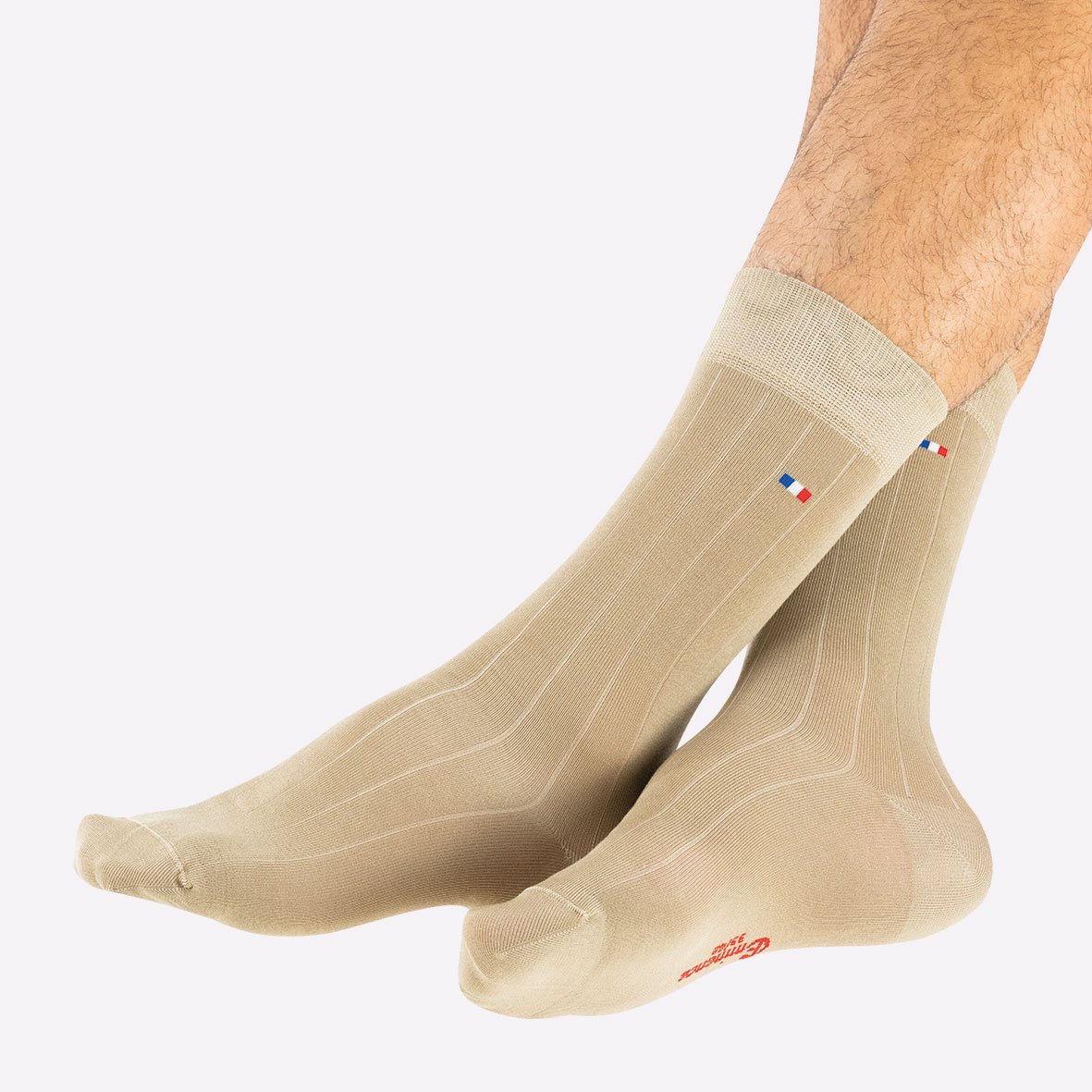 Men's mid-calf socks in Sea Island cotton made in France by Eminence. EMINENCE Beige