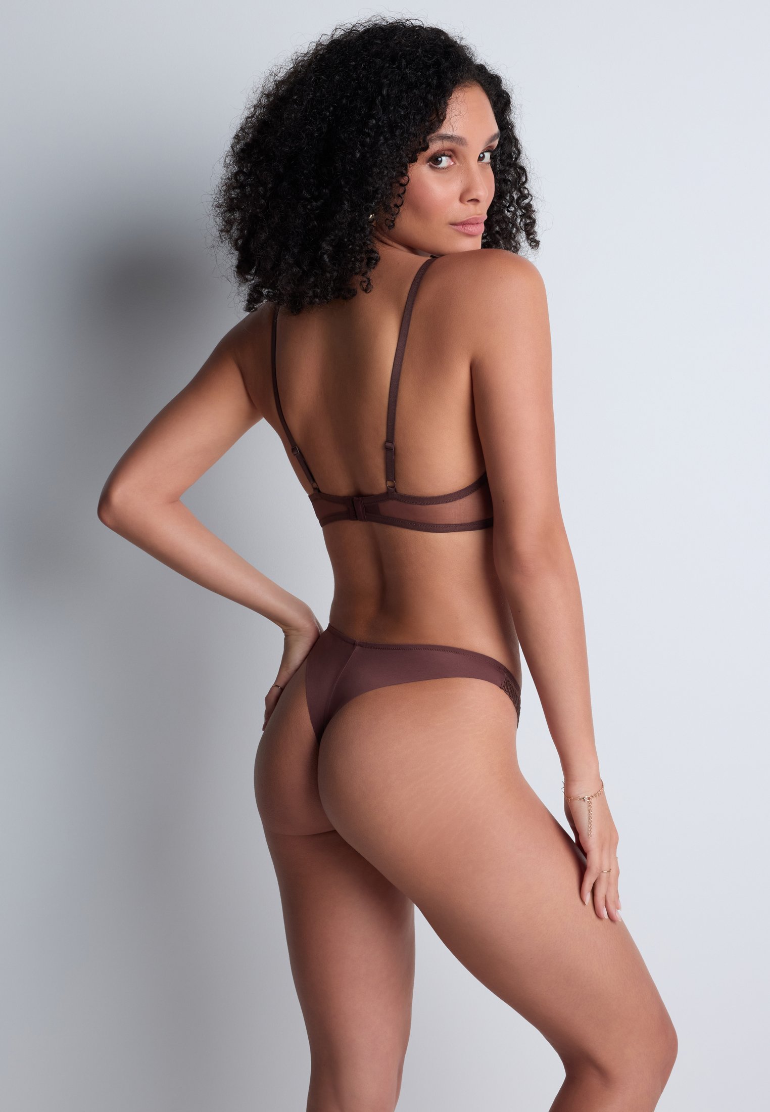 Cotton tanga AUBADE Brown
