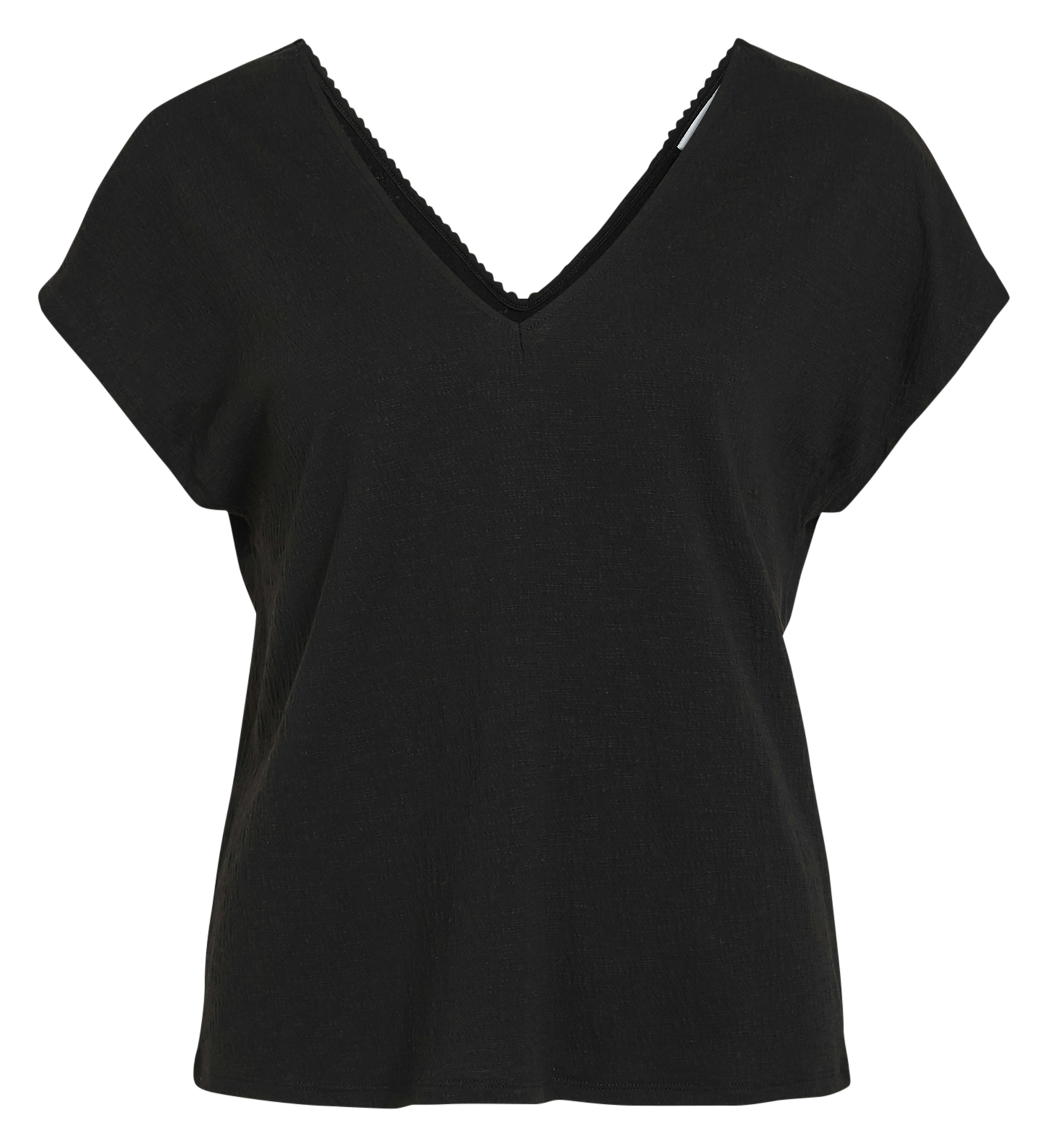 Gerade geschnittenes Oberteil aus recycelten Mischfasern Schwarz