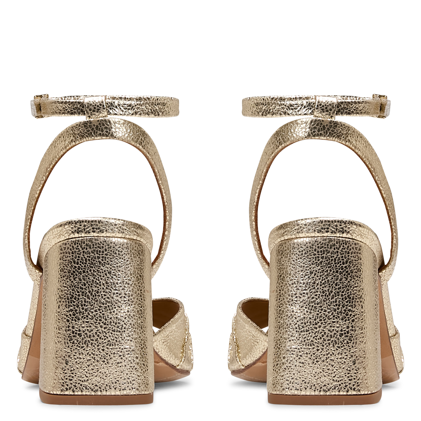 Sandales à talon en cuir métallisé BOBBIES Doré