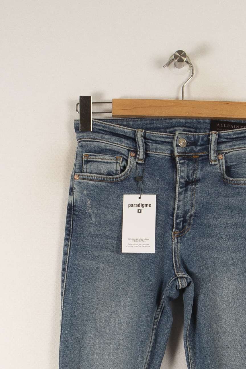 Cropped slim jeans with studs ALLSAINTS - Seconde main Blue