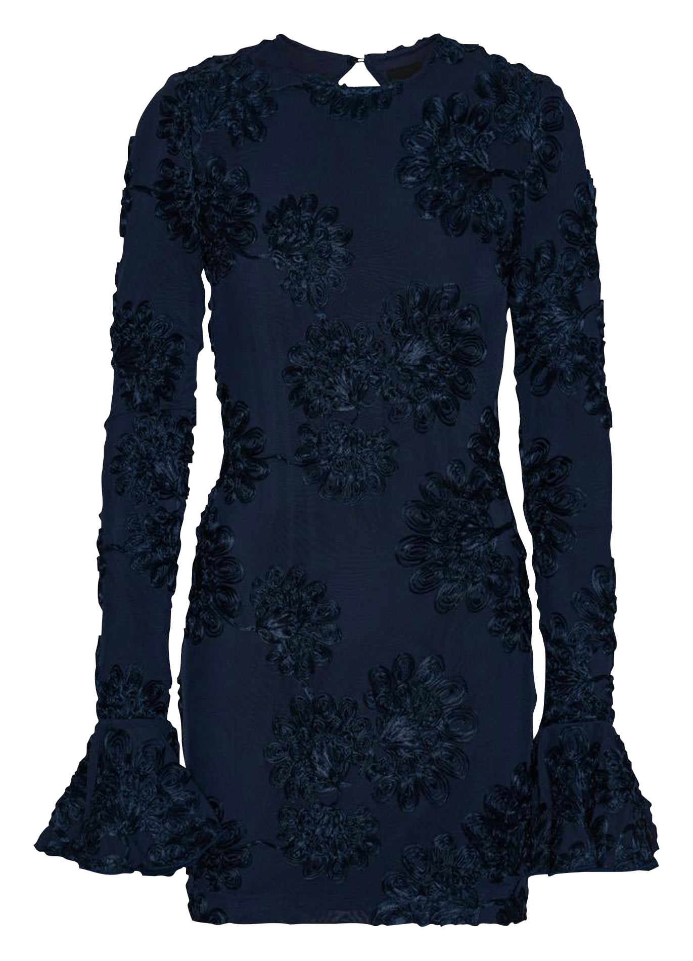 Short embroidered dress with round neck ROTATE Blue
