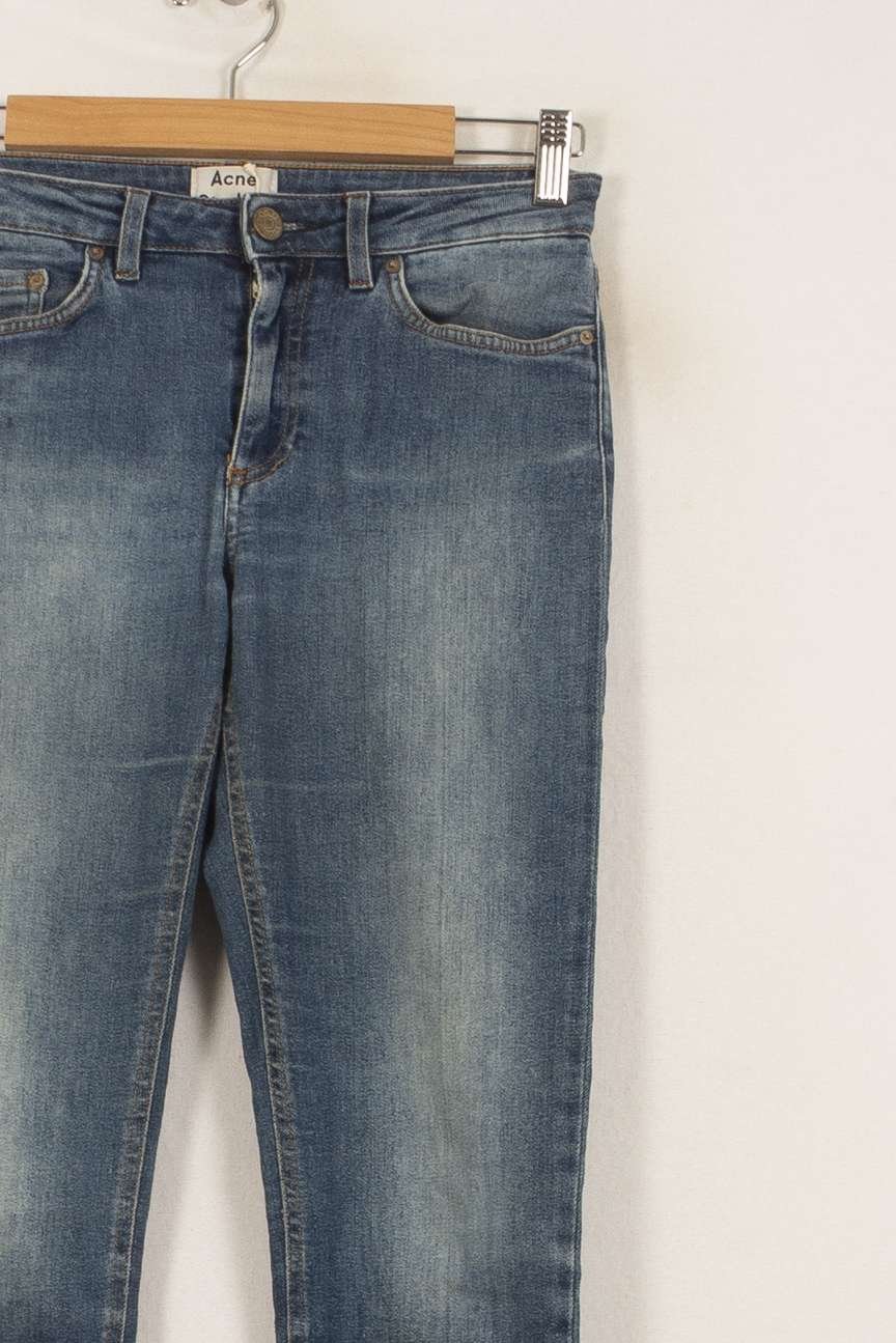 Cropped slim jeans with studs ACNE STUDIOS - Seconde Main Blue