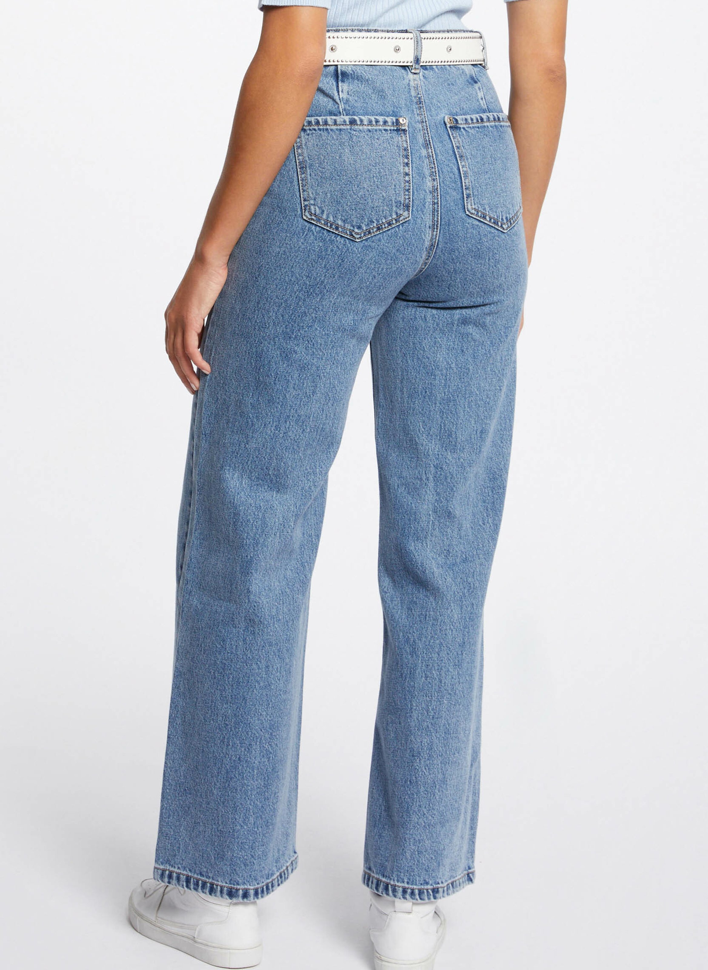 High-rise wide-leg cotton jeans MORGAN Blue